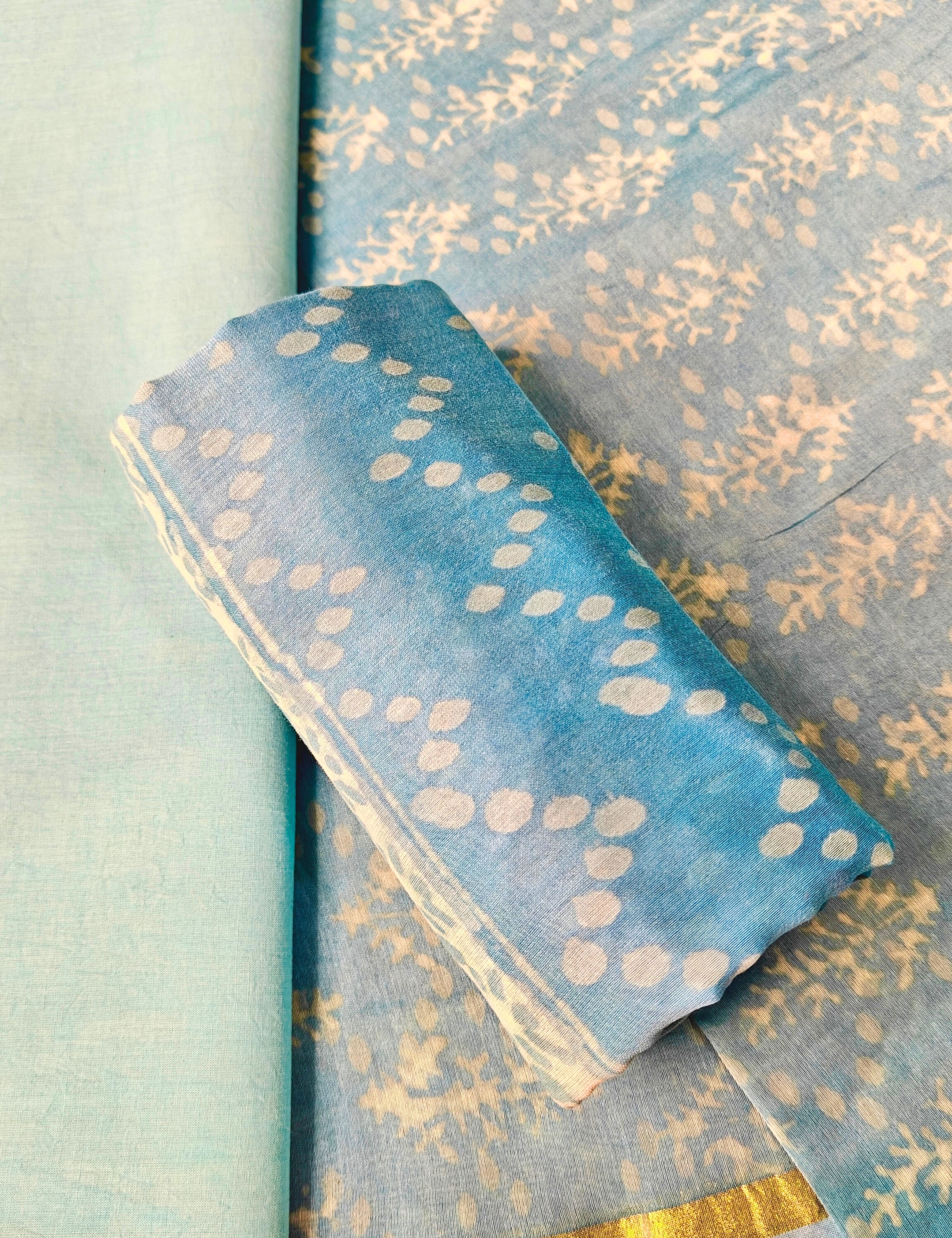 Chitra Blue Bagru Dress Material