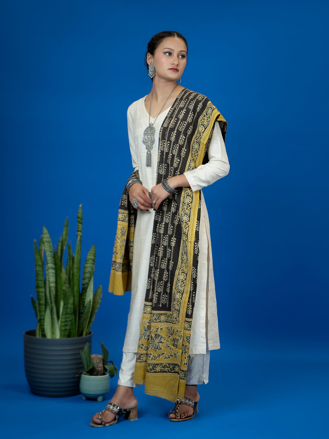 Kapas Brown Ajrakh Dupatta