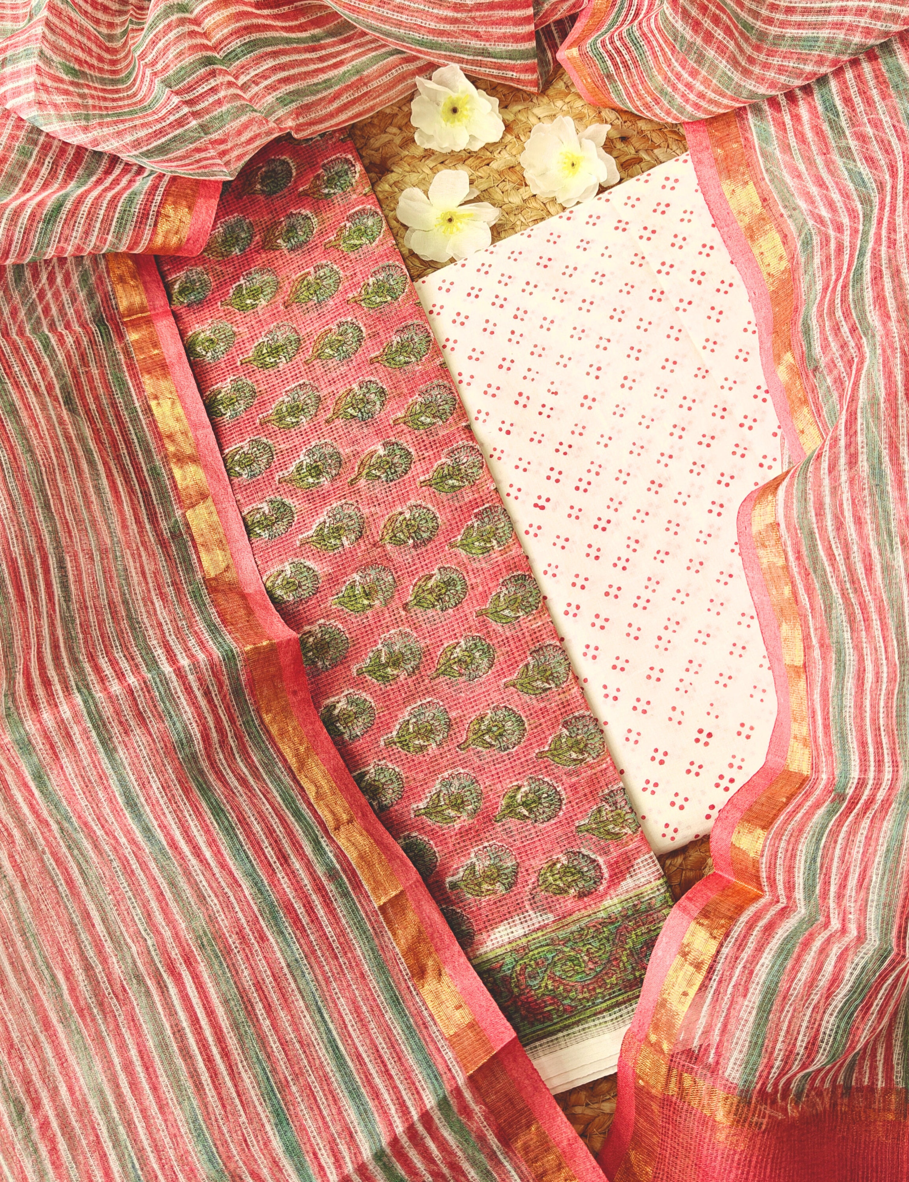 Vaayu Dusty-Pink Bagru Dress Material