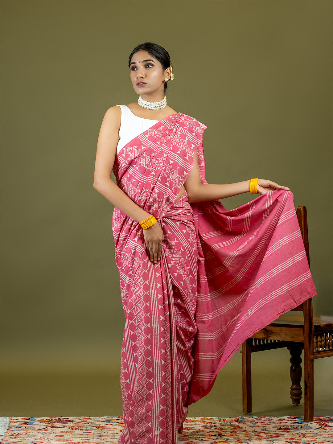 Matsya Pink Dabu Saree