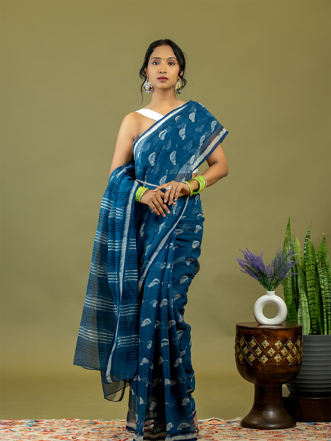 Gauraiya Indigo Dabu Saree