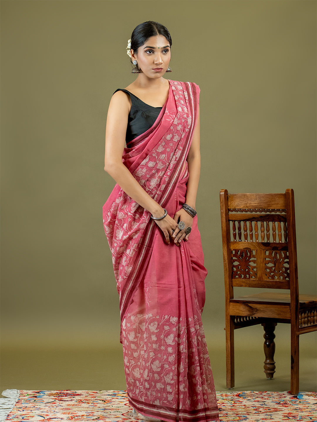 Resha Pink Dabu Saree