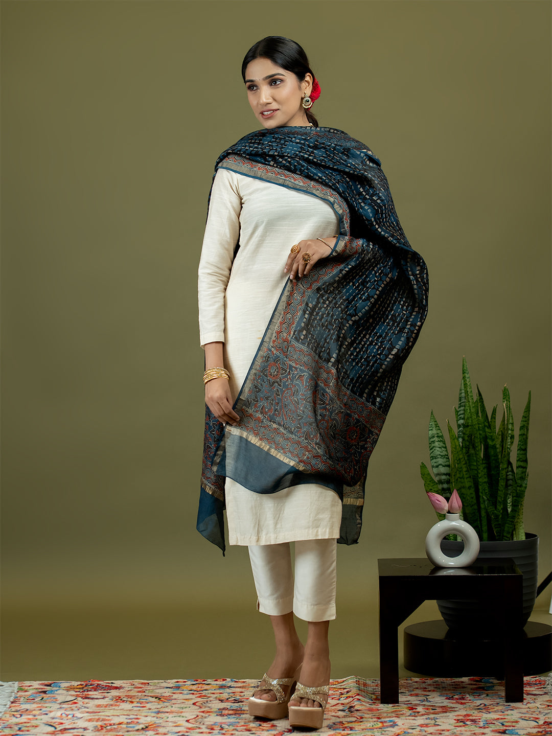 Neerja Indigo Ajrakh Dupatta