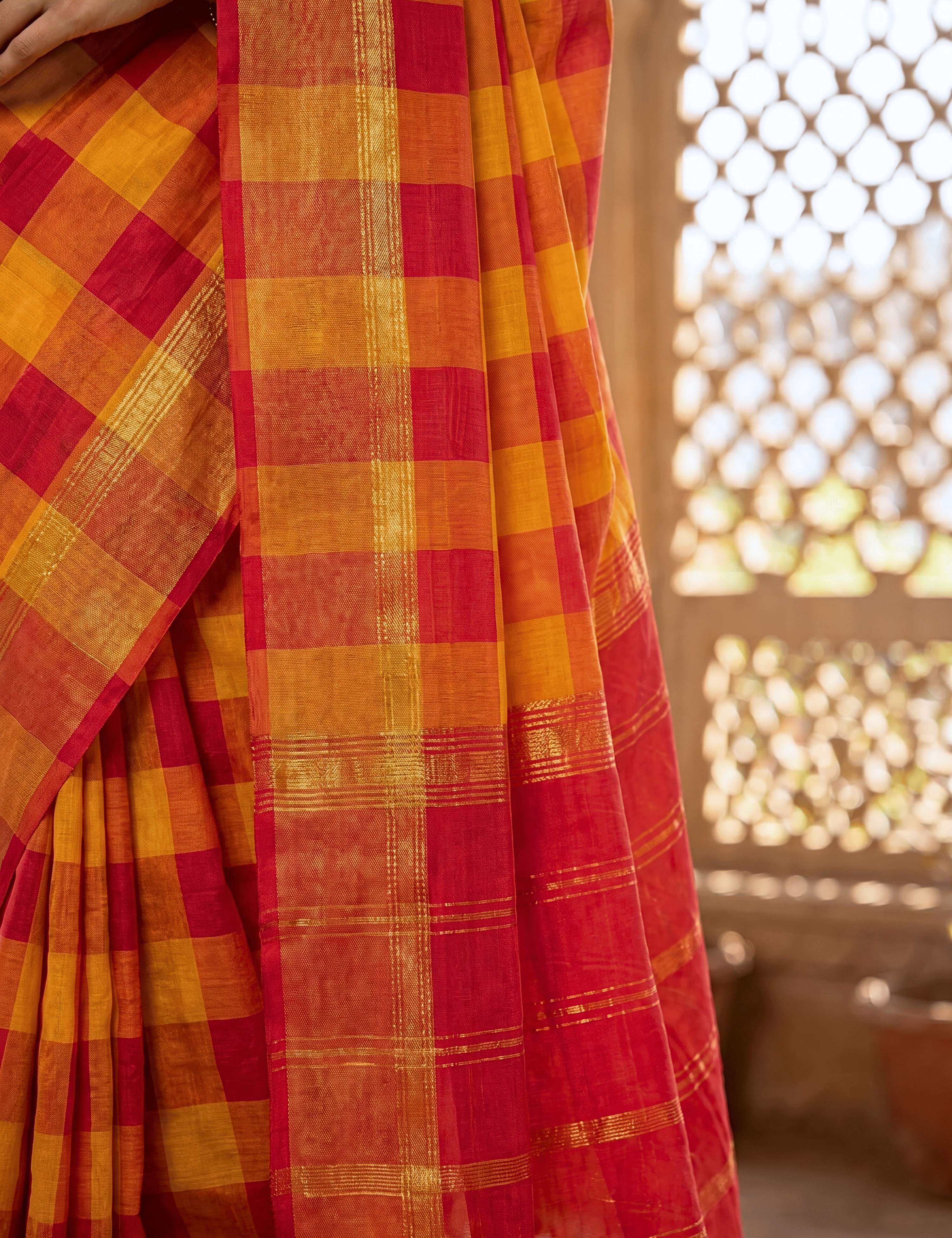 Rangili Orange Negamam Cotton Saree