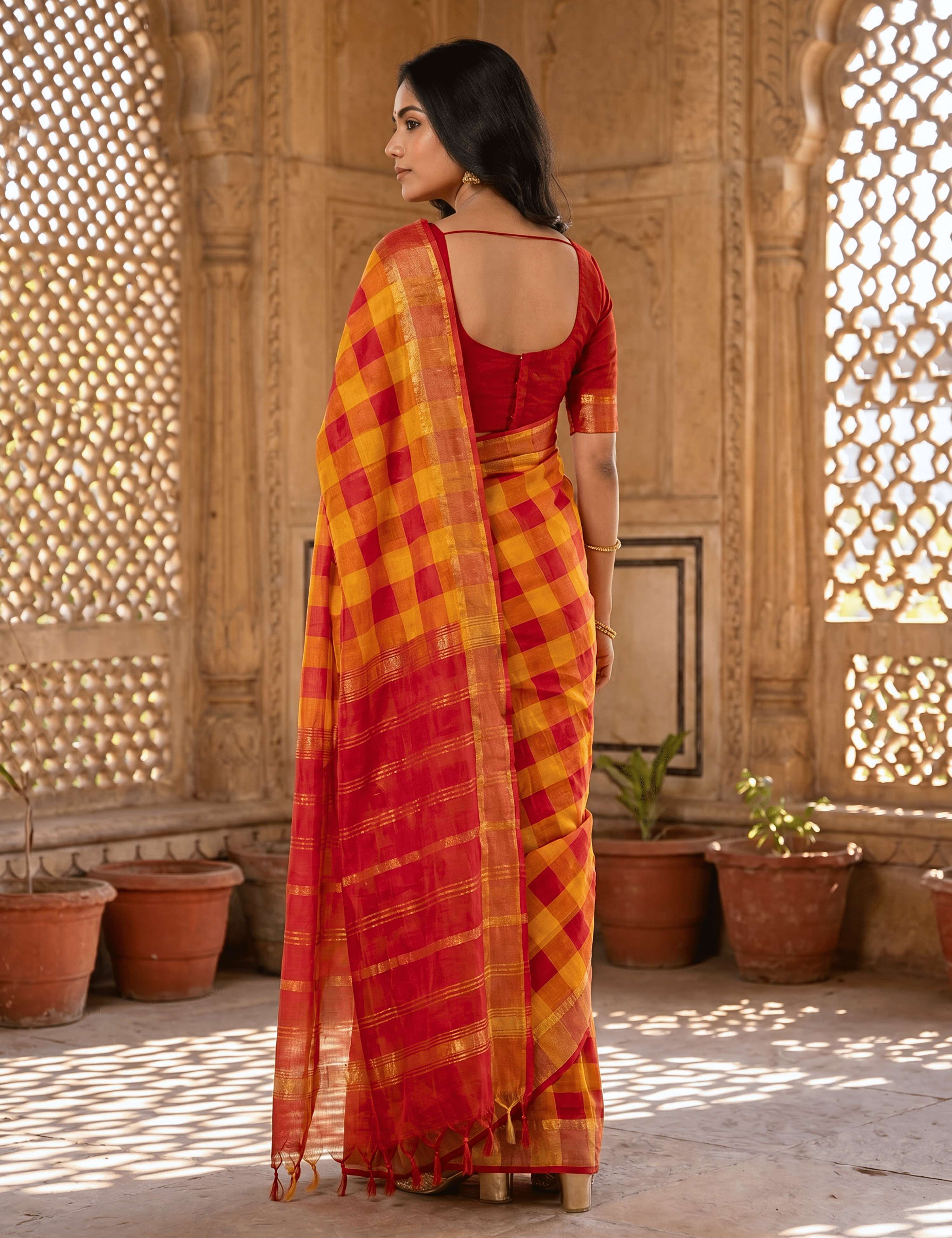 Rangili Orange Negamam Cotton Saree