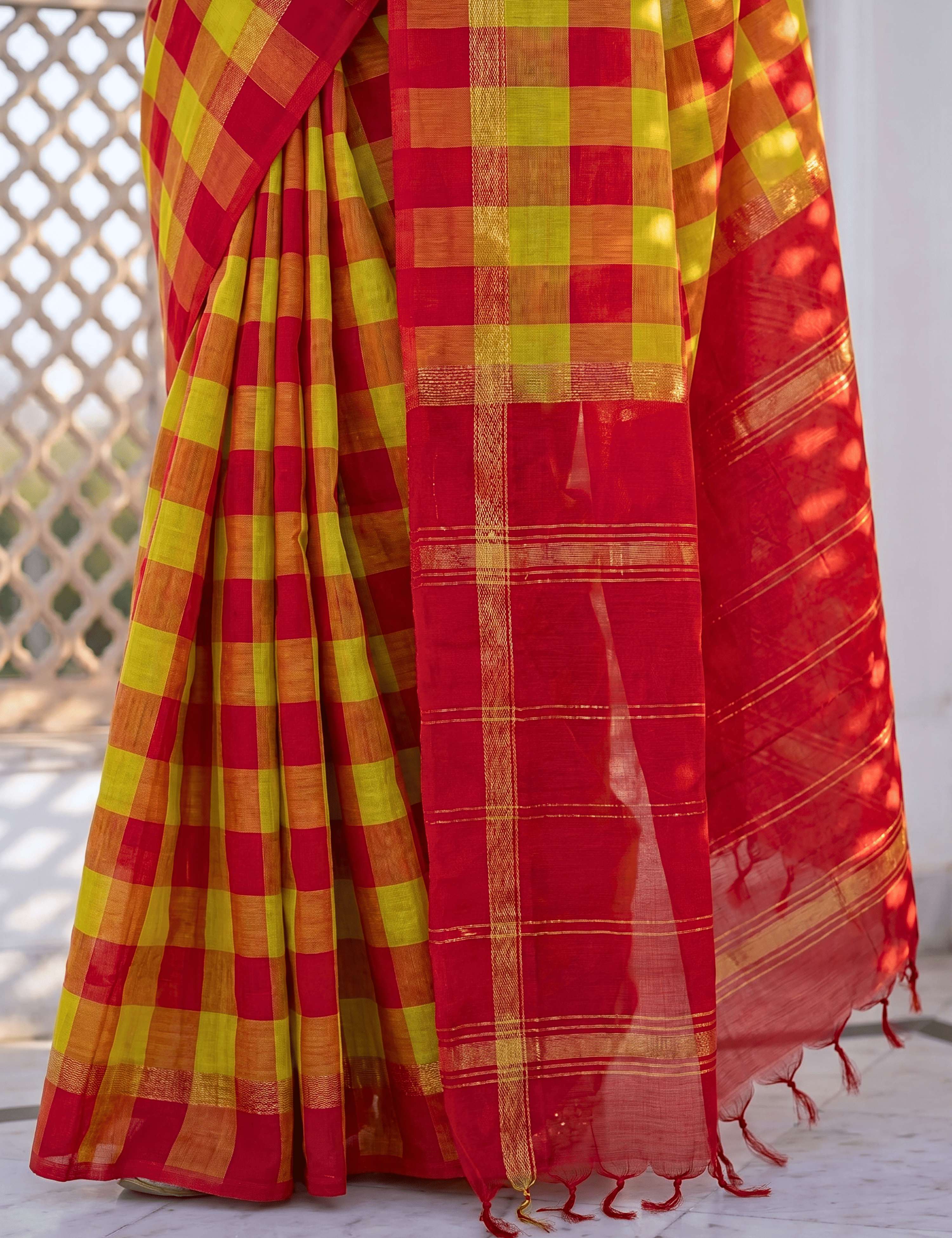 Rangili Yellow Negamam Cotton Saree