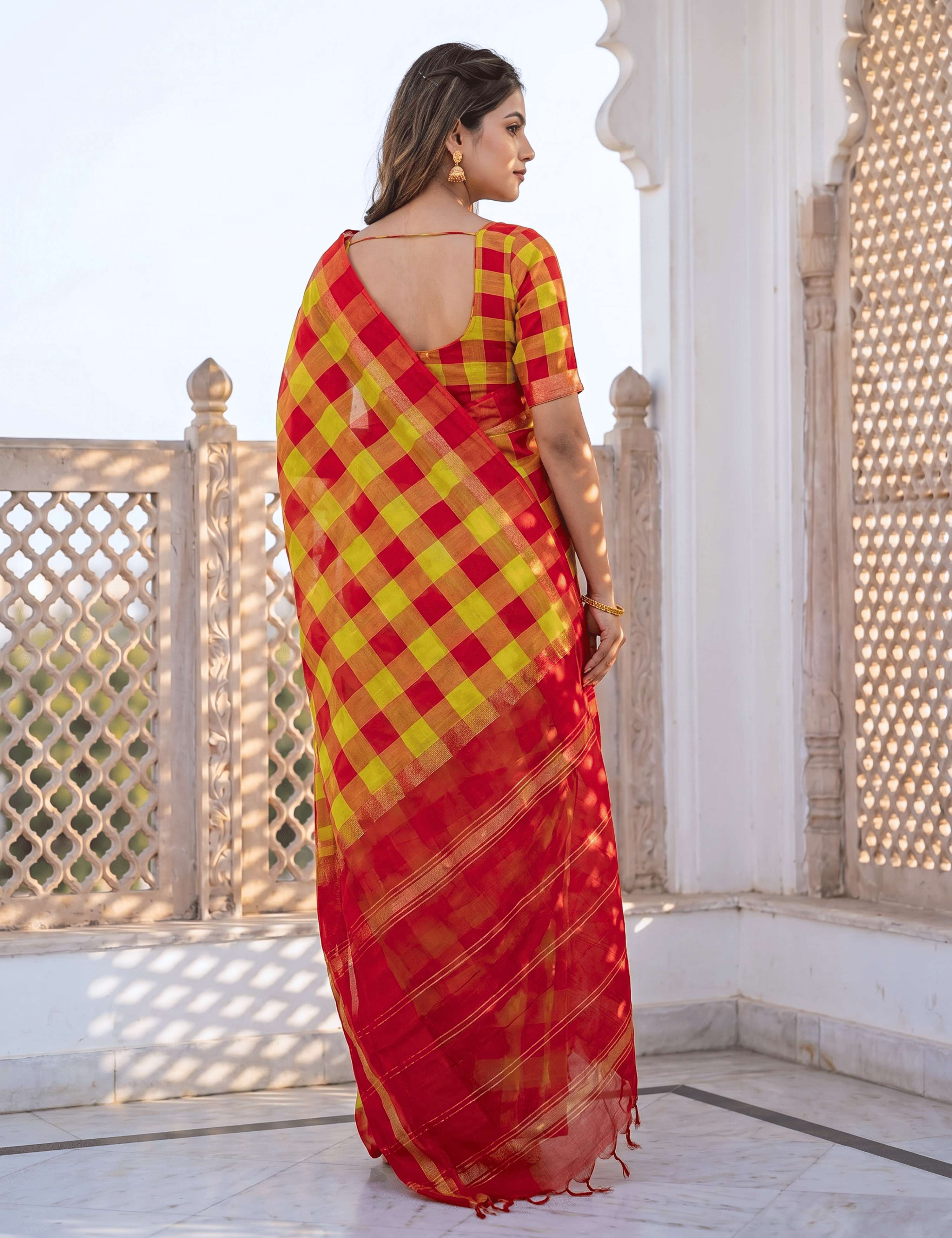 Rangili Yellow Negamam Cotton Saree