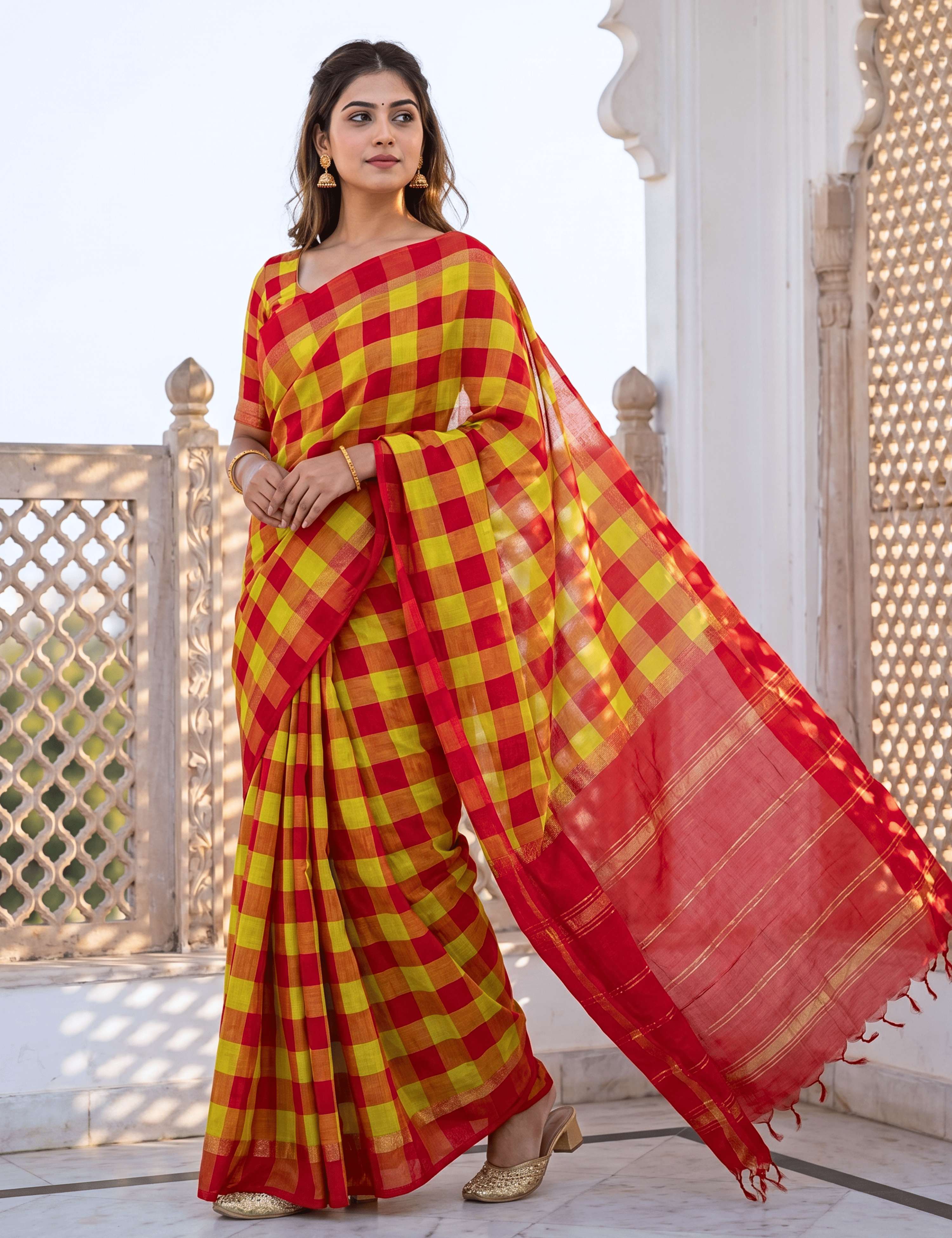 Rangili Yellow Negamam Cotton Saree