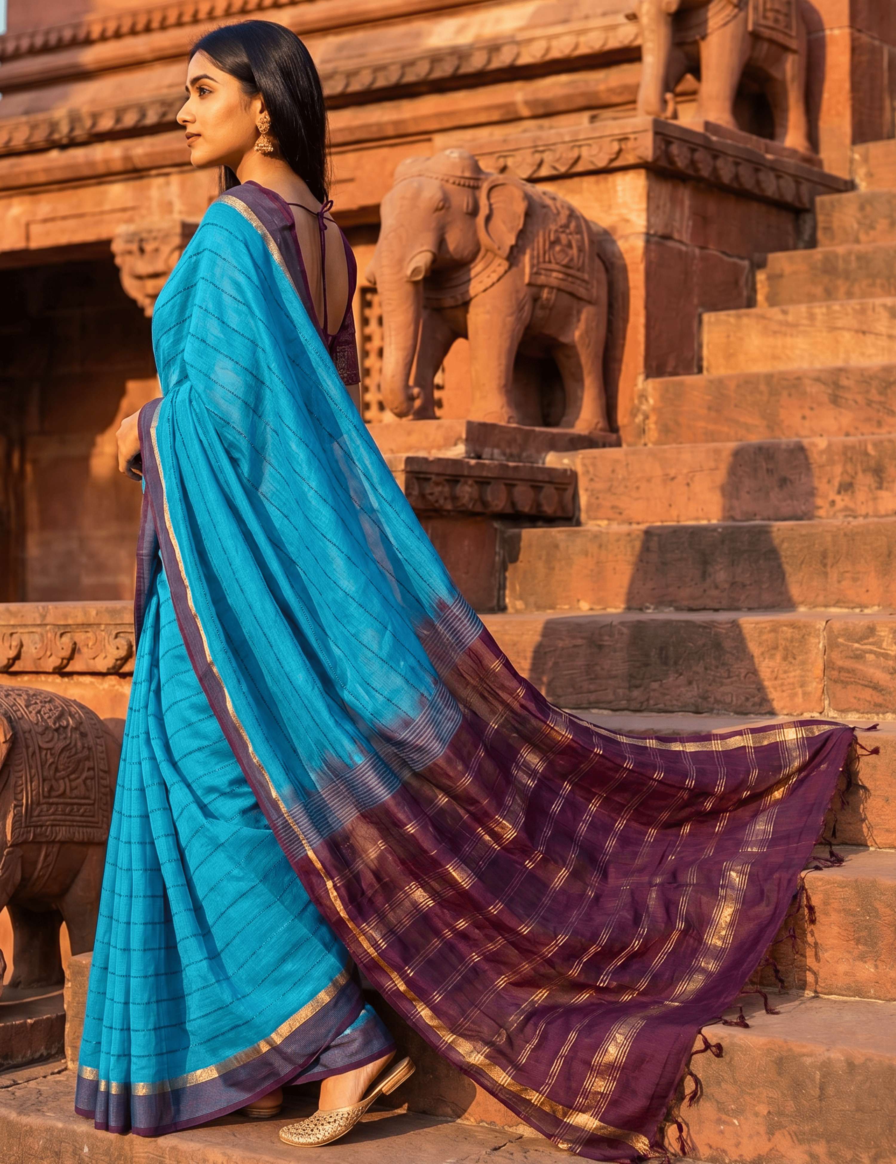 Ashima Green Negamam Cotton Saree