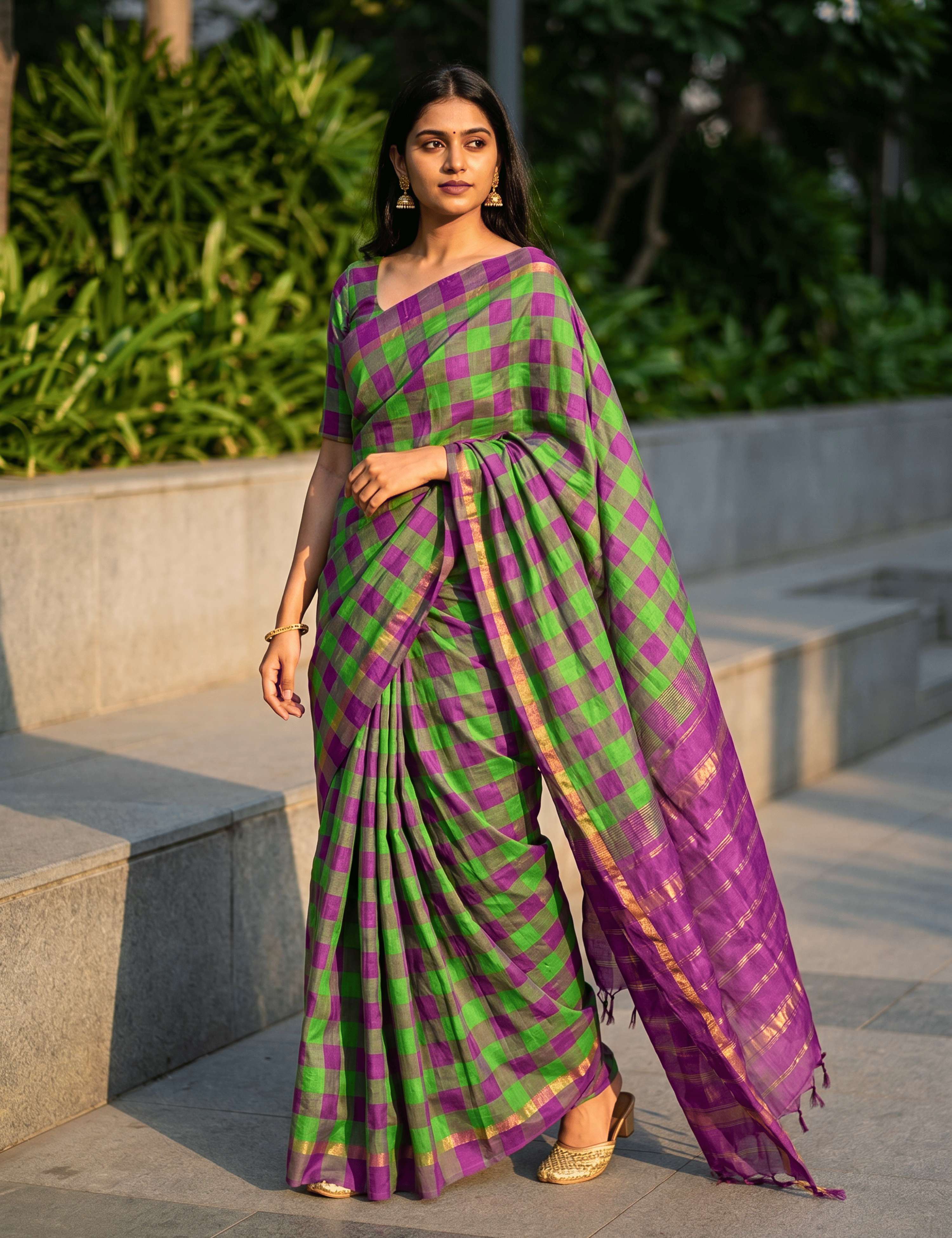 Rangili Purple Negamam Cotton Saree