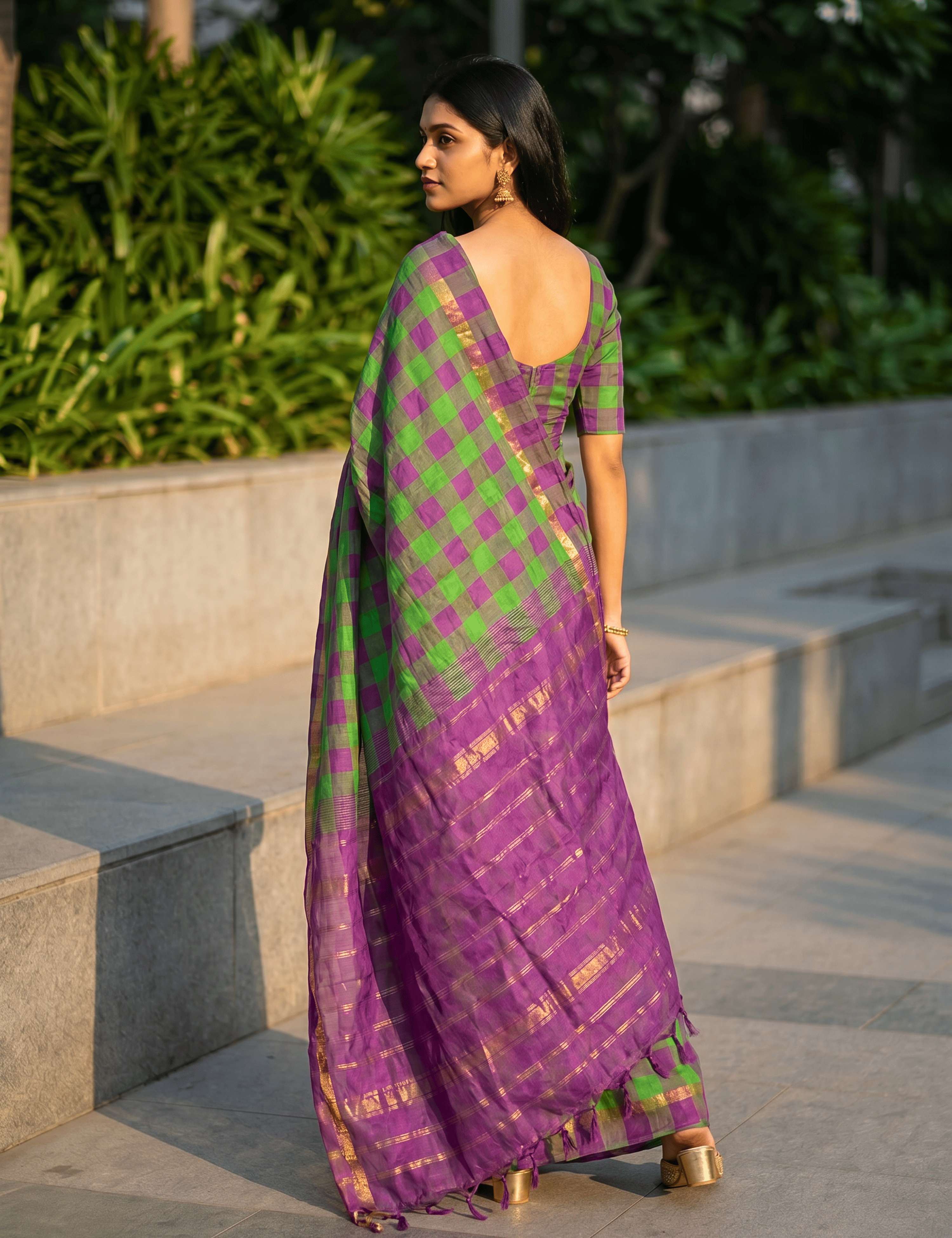 Rangili Purple Negamam Cotton Saree