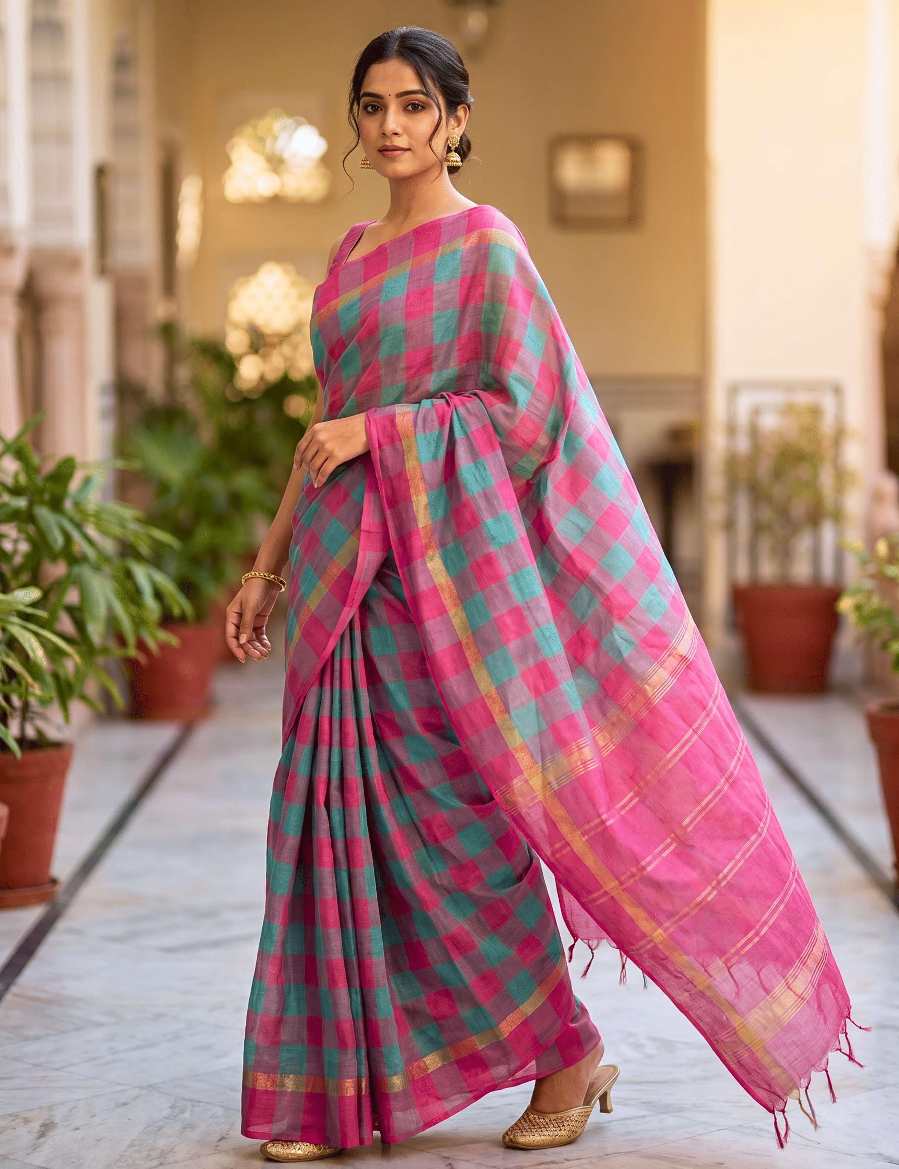 Rangili Blue Negamam Cotton Saree