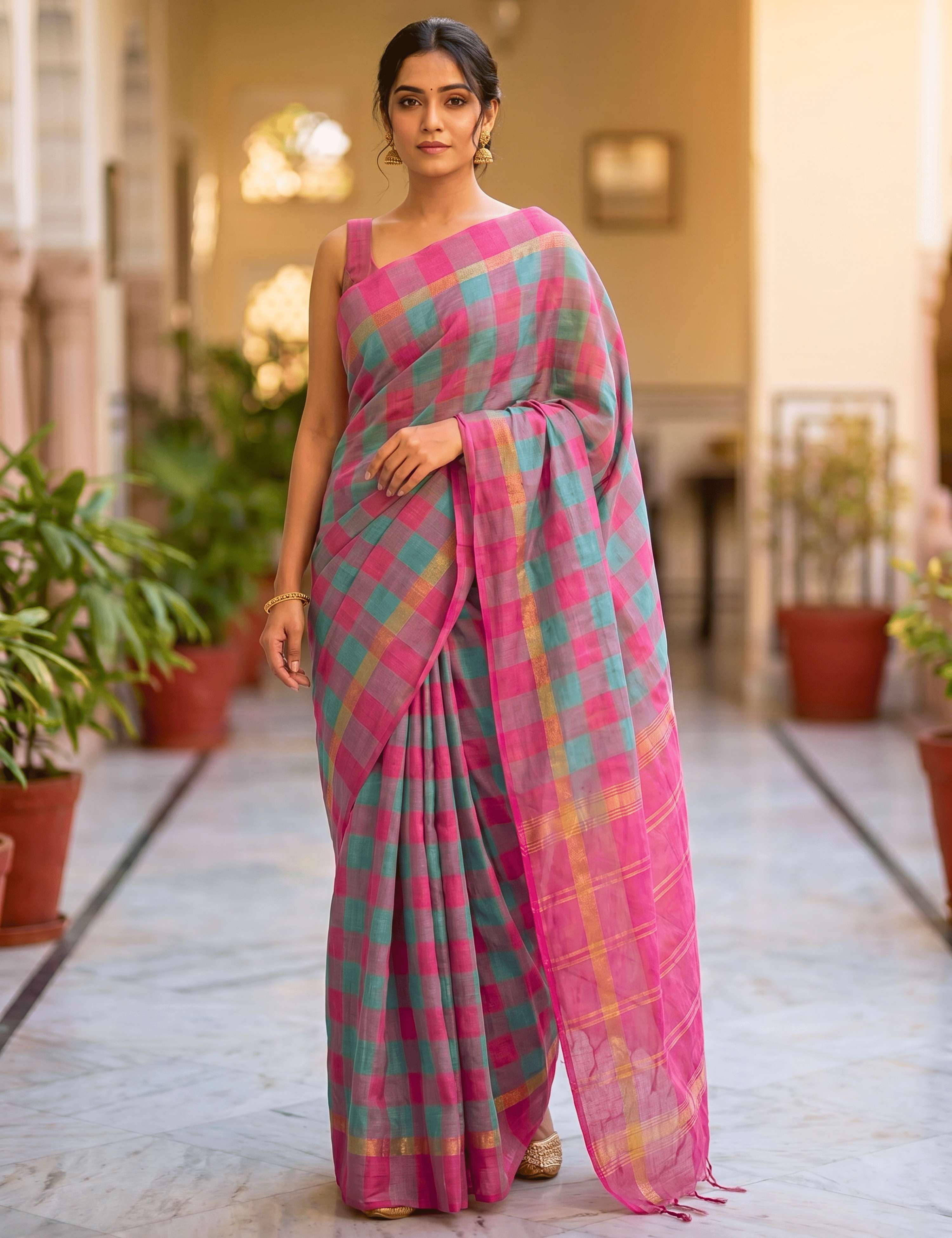 Rangili Blue Negamam Cotton Saree