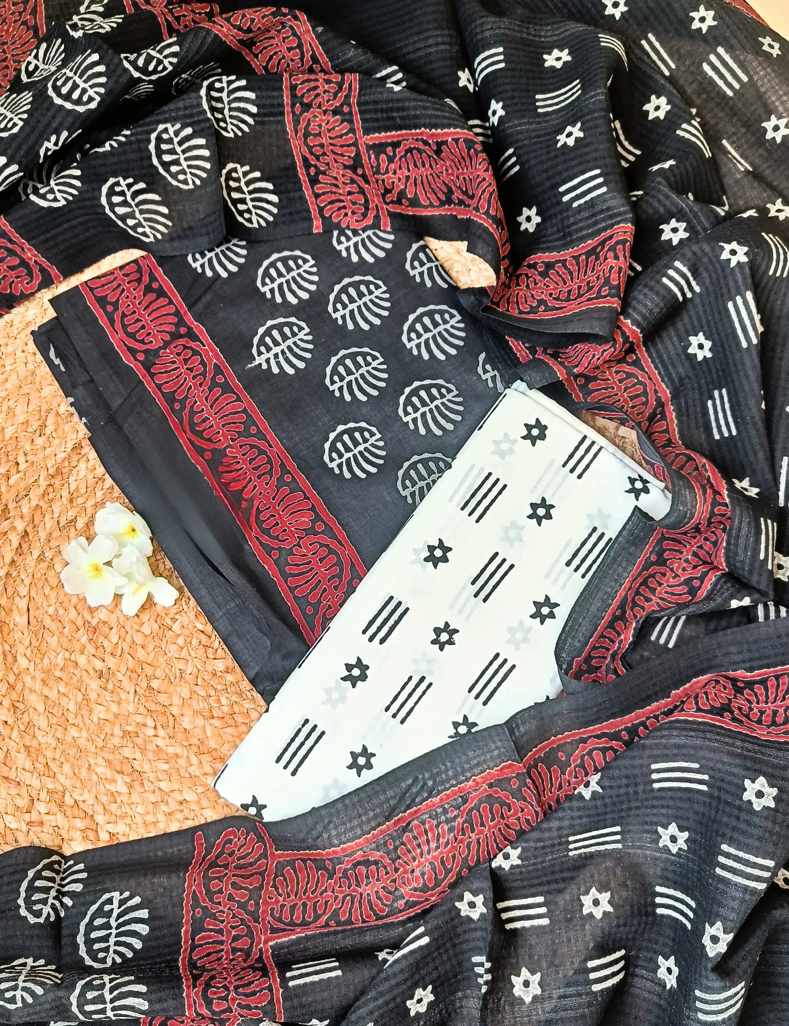 Panak Black Bagru Dress Material
