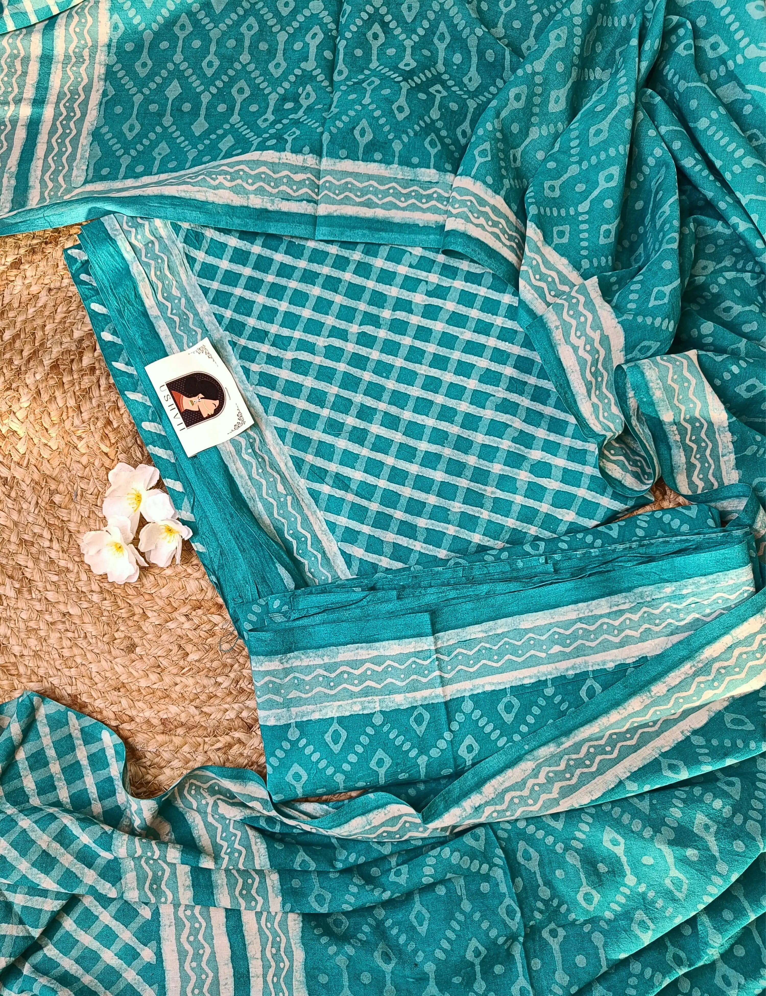 Panak Green Bagru Dress Material