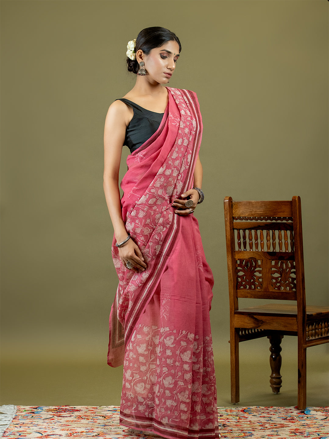 Resha Pink Dabu Saree
