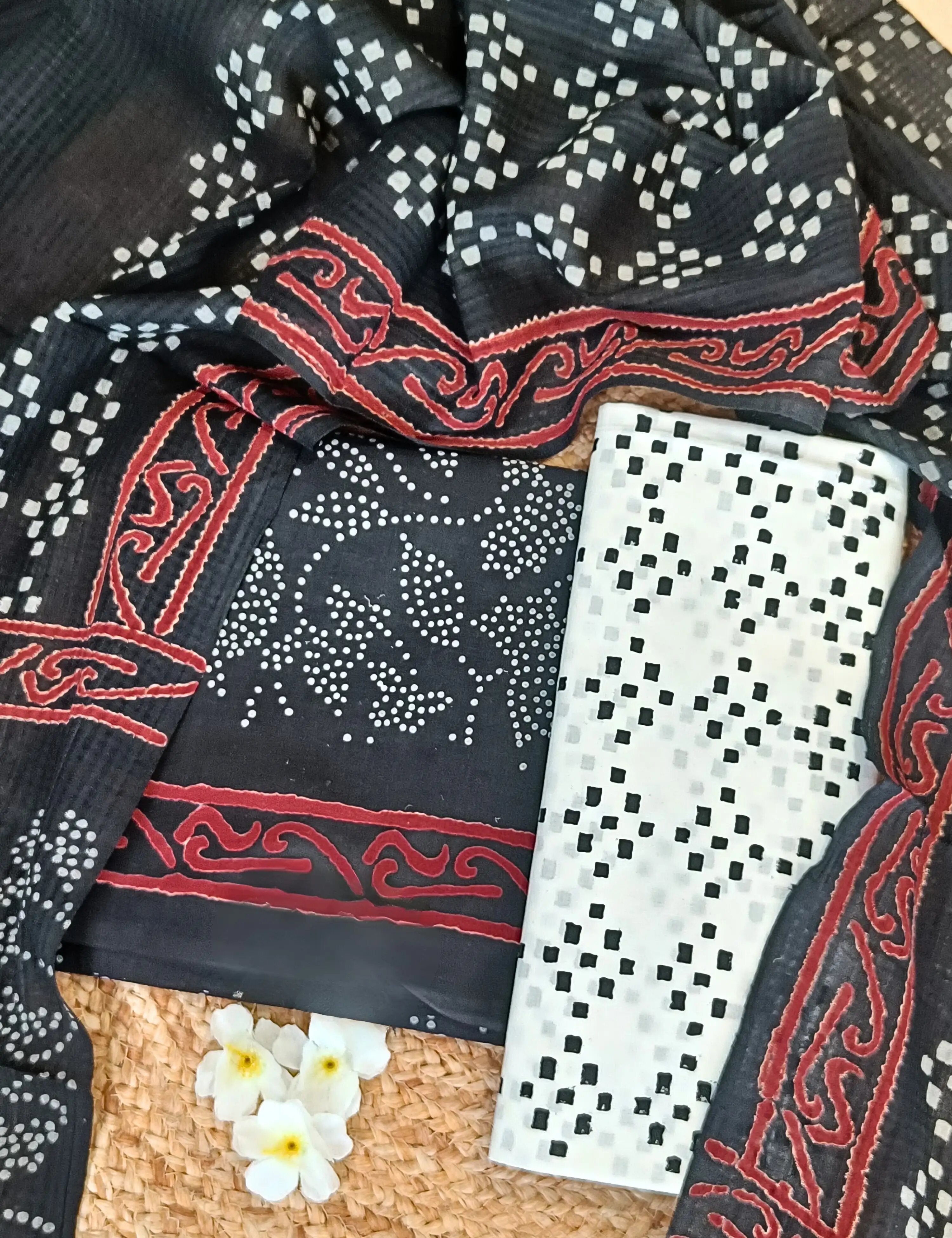 Panak Black Bagru Dress Material