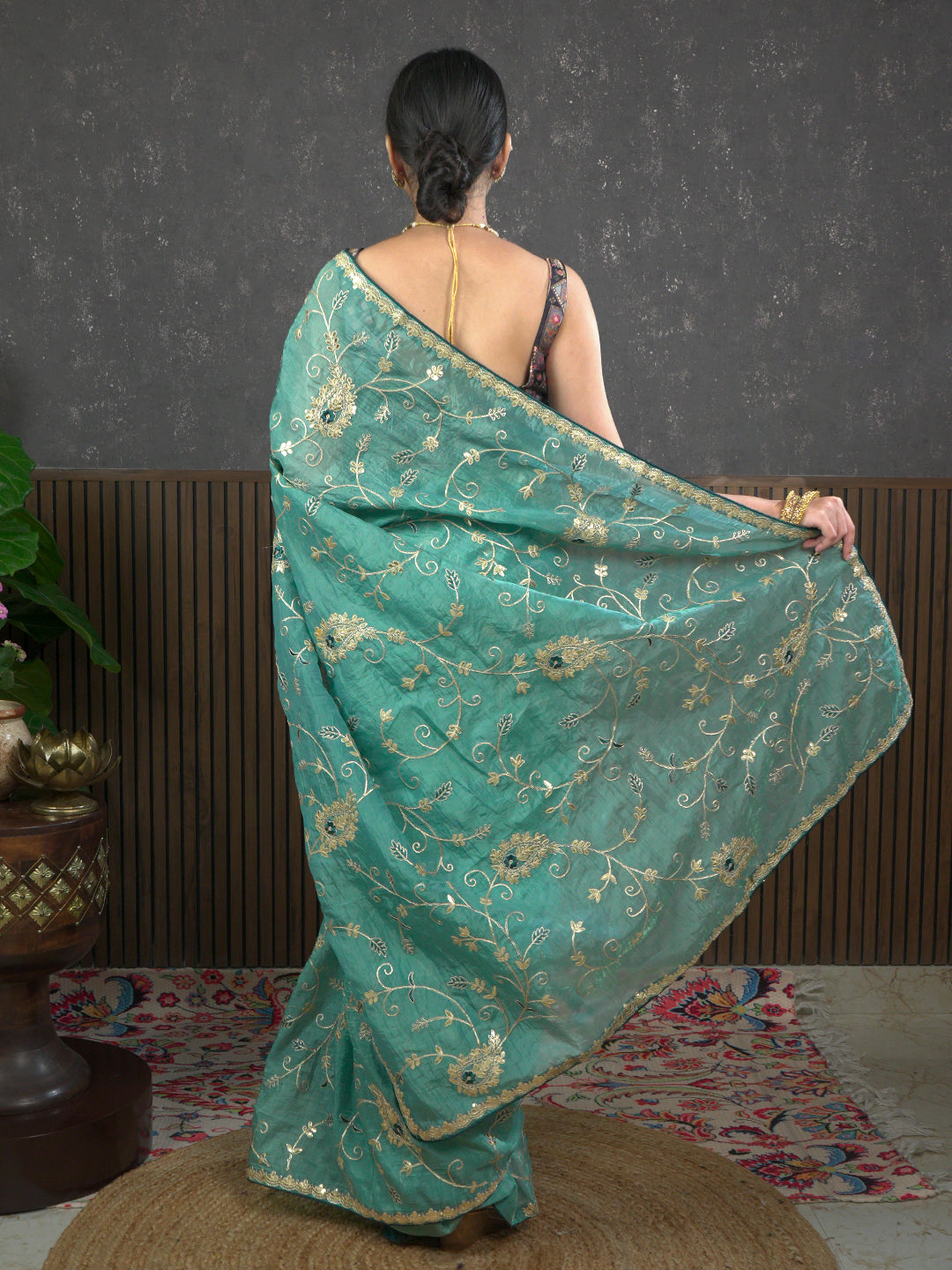 Gota Blue Embroidered Saree