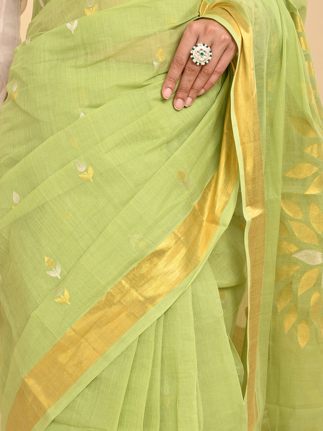 Kamdhenu Limegreen Venkatagiri Saree