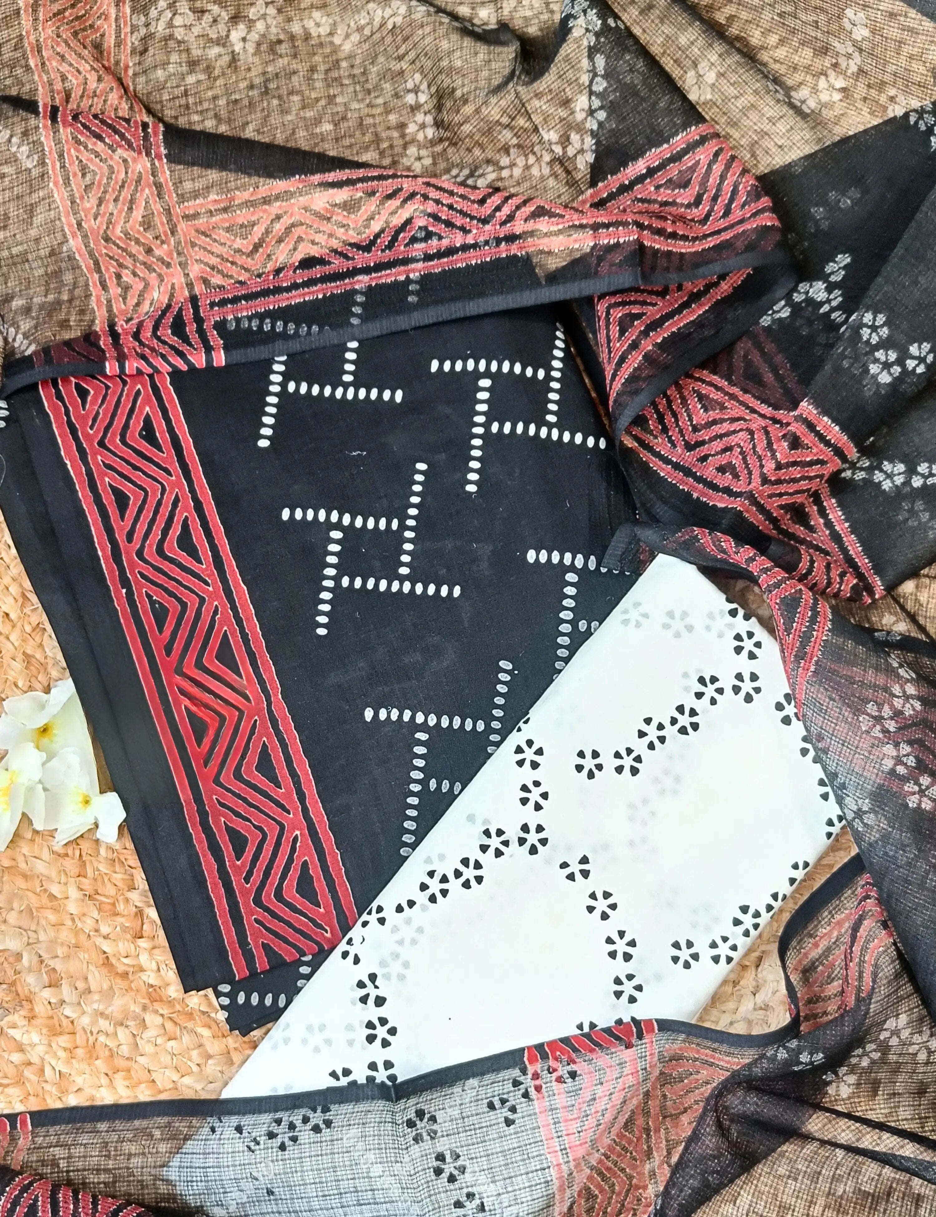 Shulba Black Bagru Dress Material