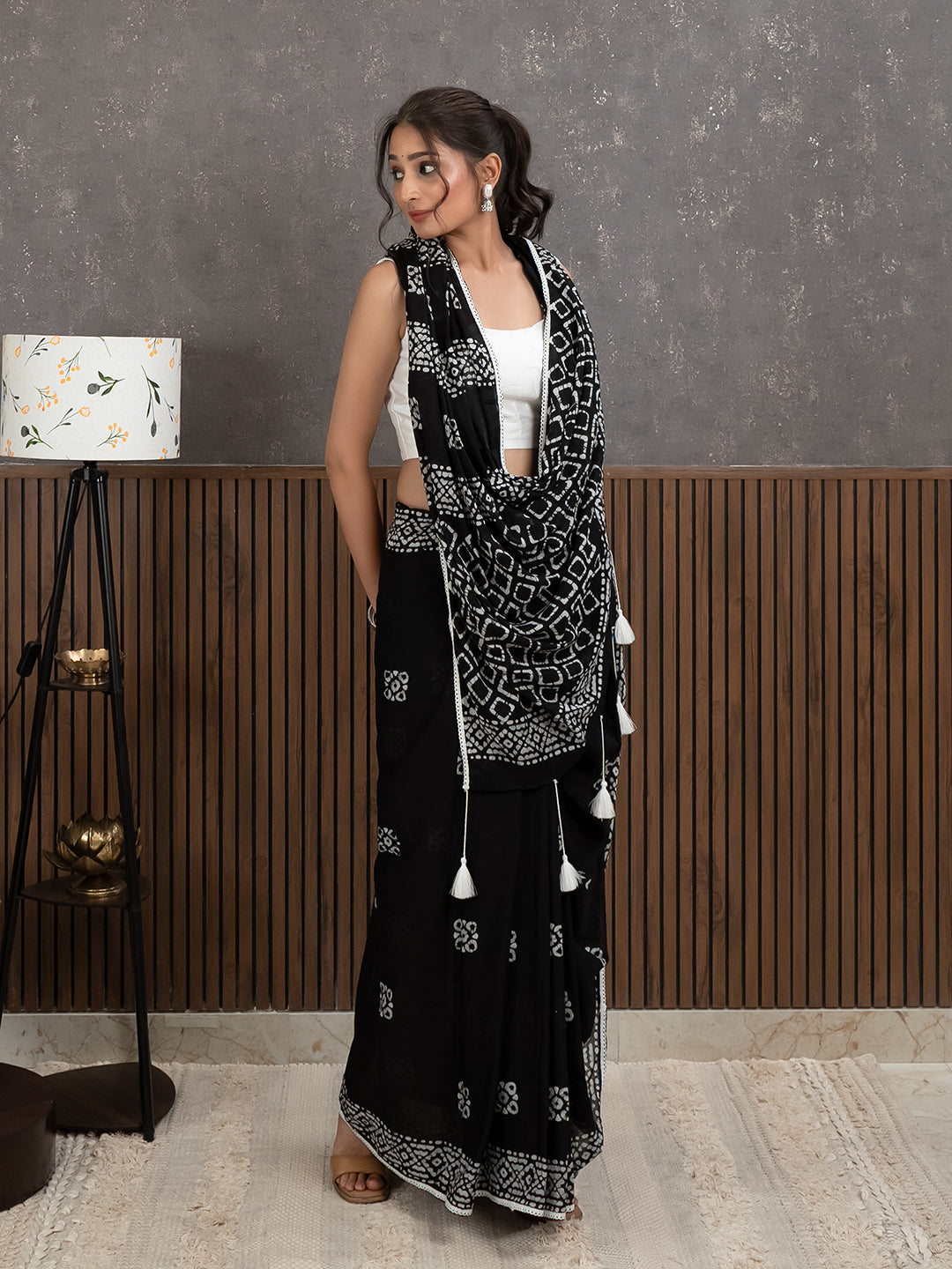 Suti Barfi Black Batik Saree