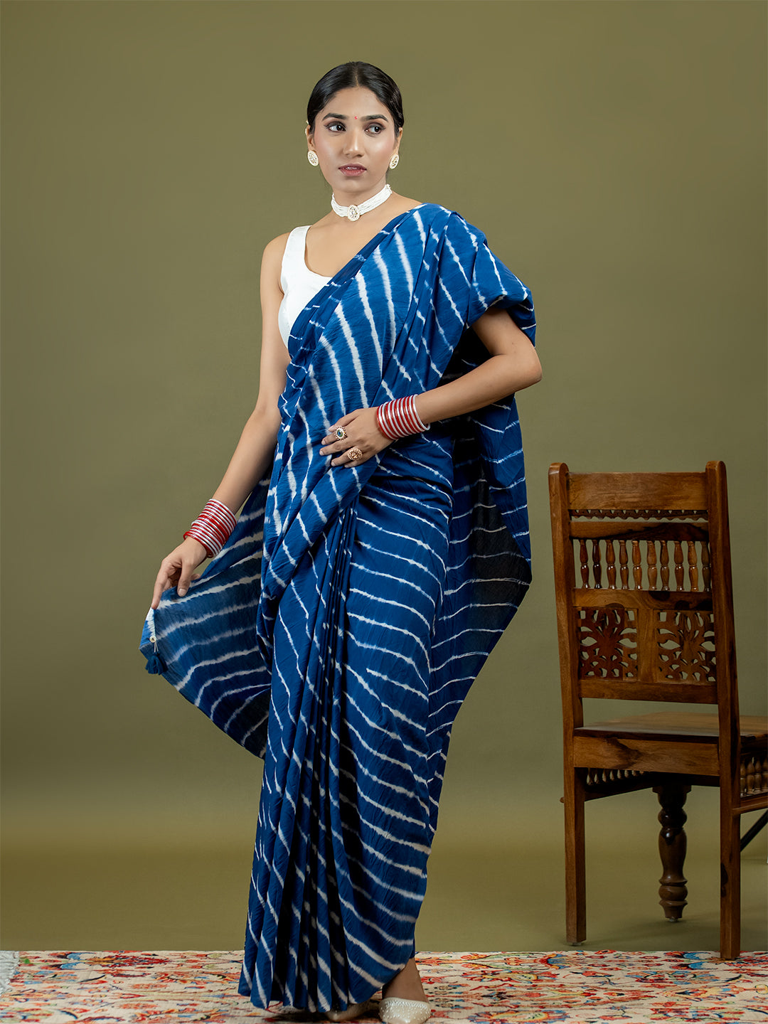 Leher Indigo Shibori Saree