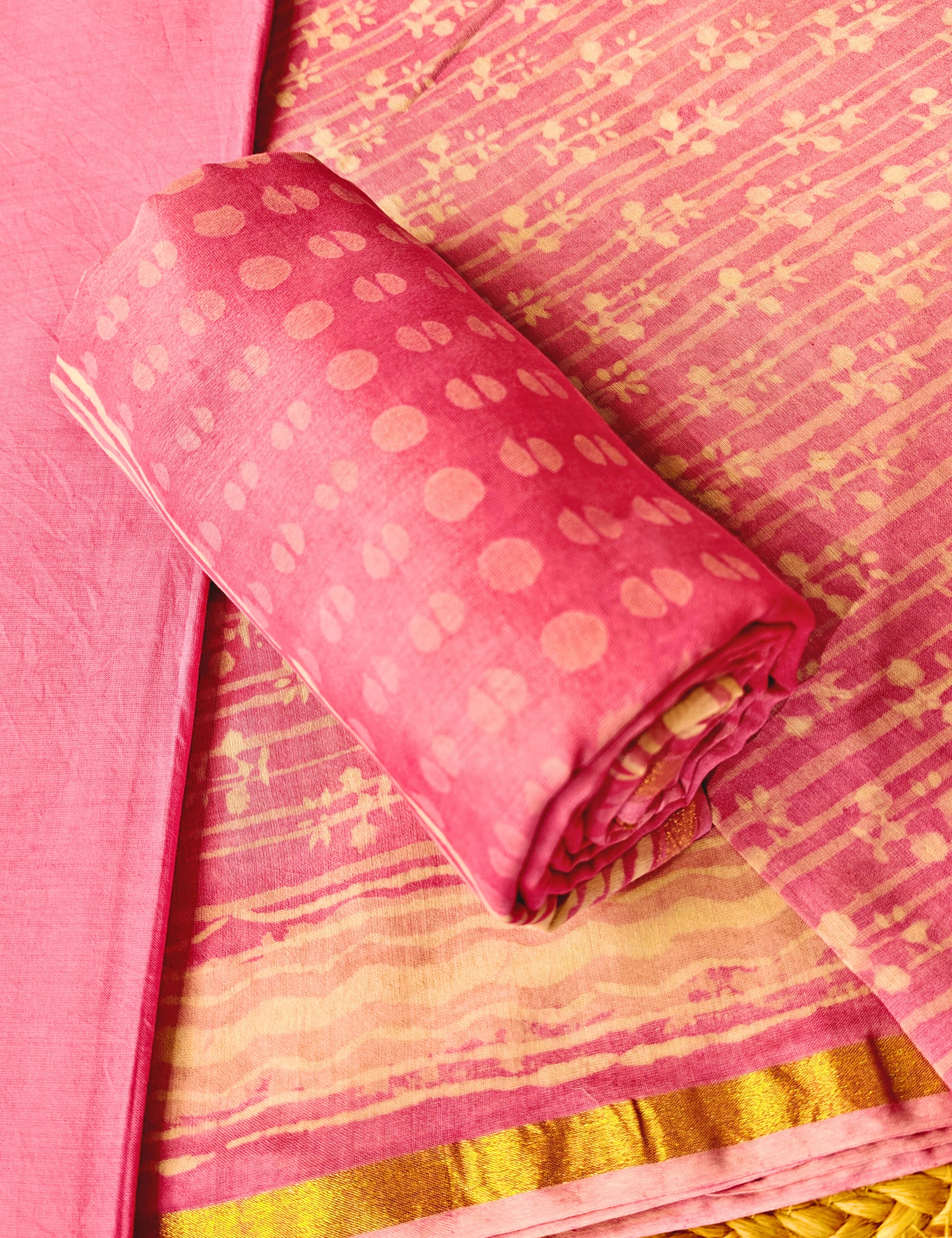 Chitra Lavender Bagru Dress Material