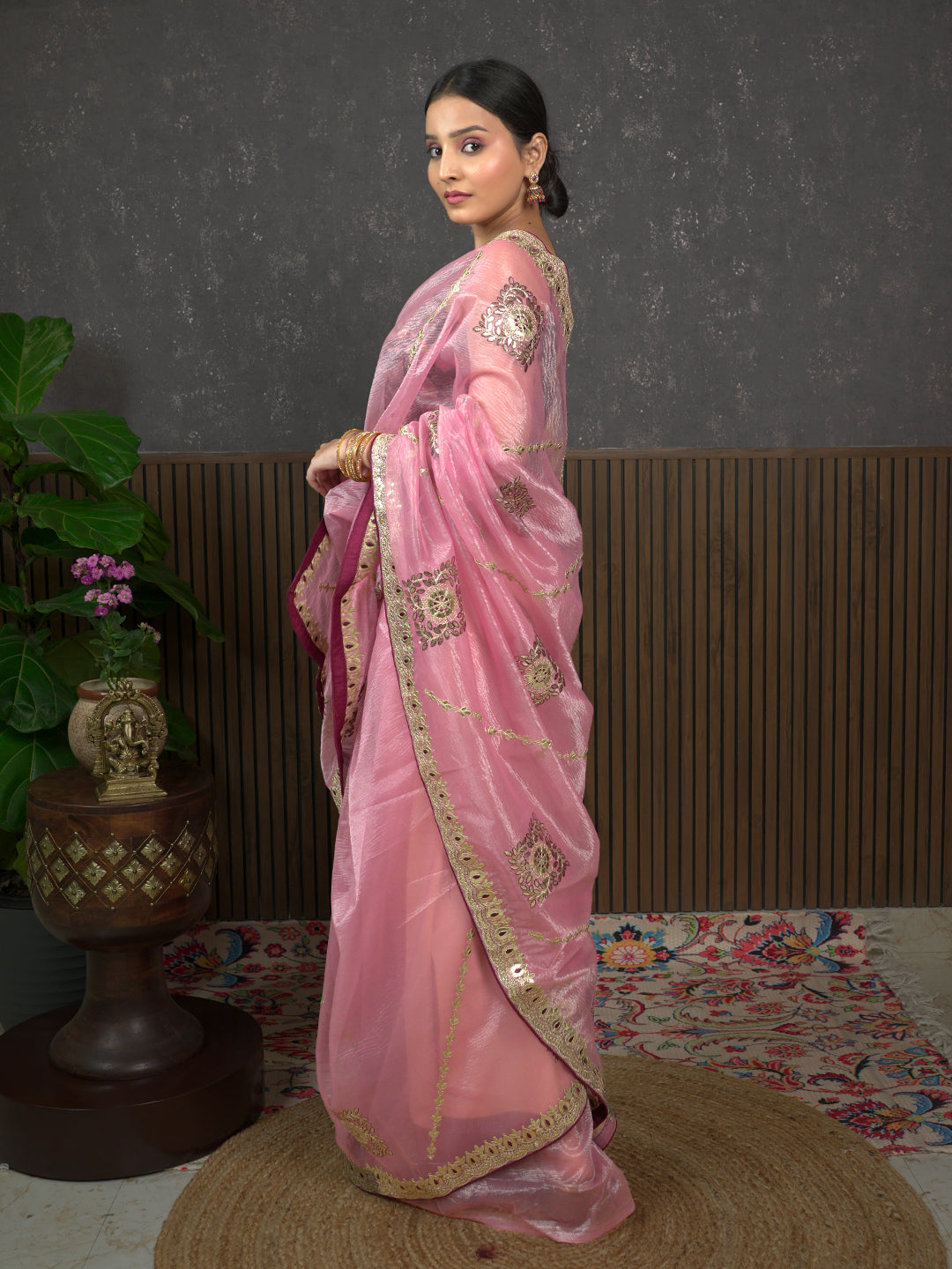 Gota Pink Embroidered Saree