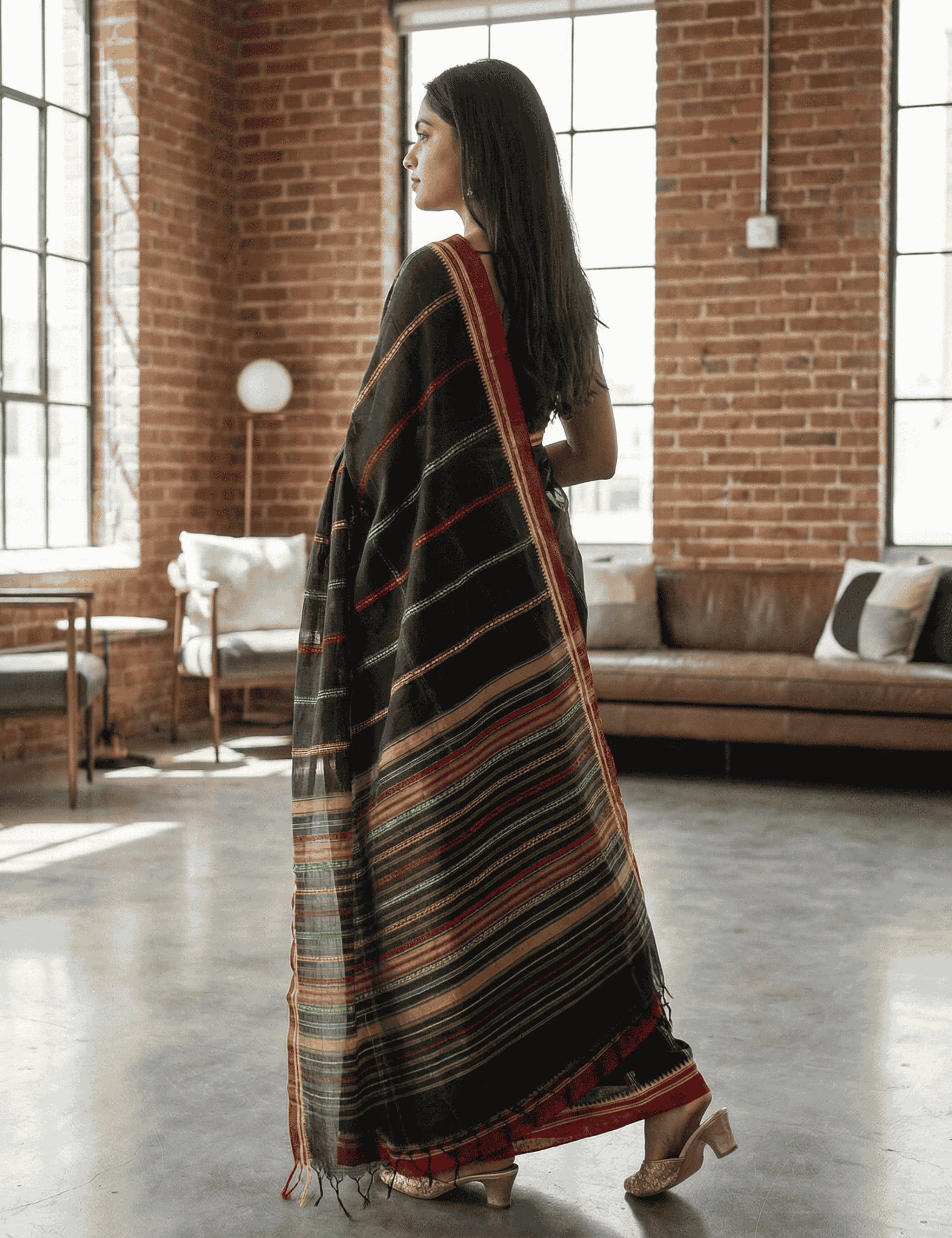 Dharini Black Dhaniakhali Saree