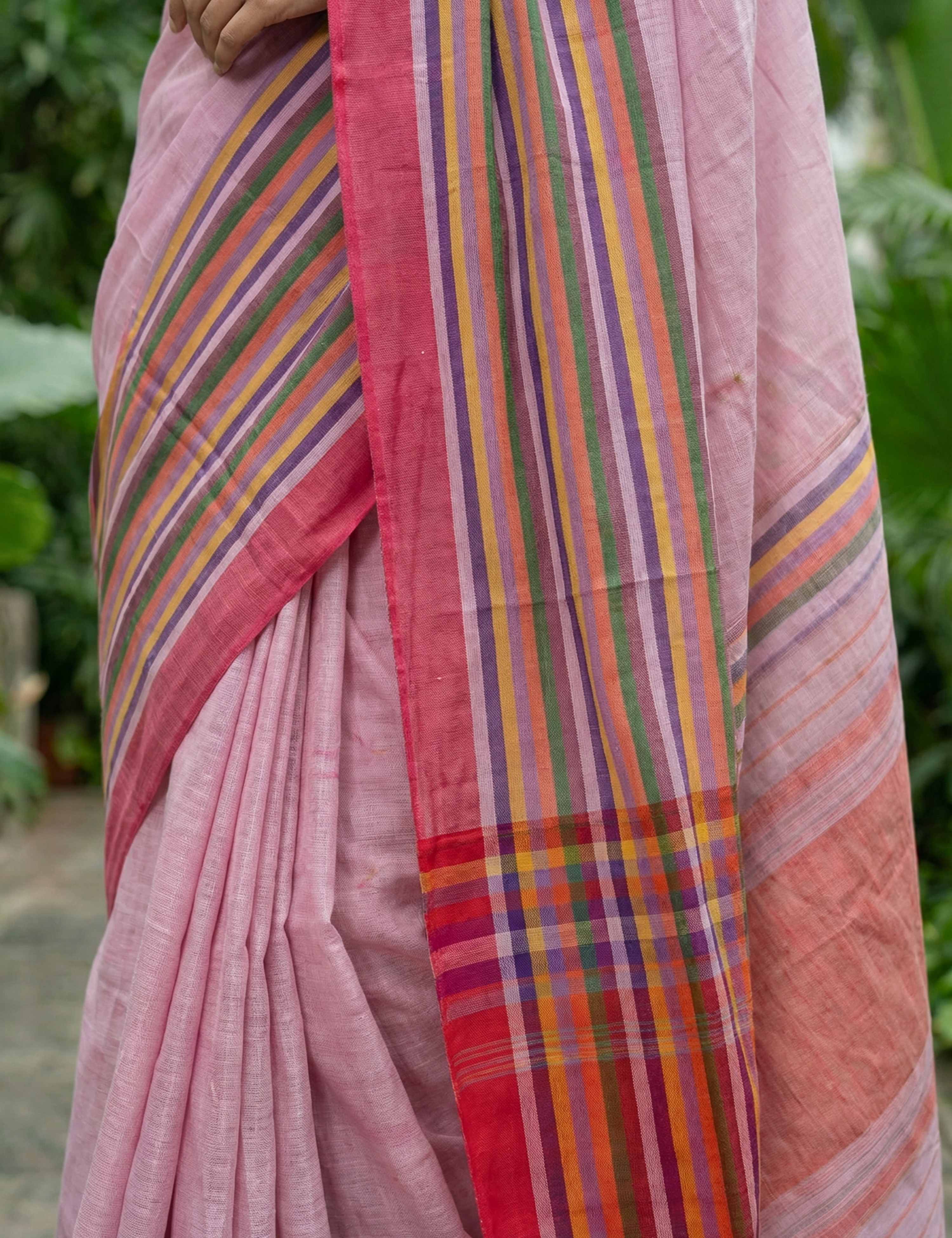 Indradhanush Pink Dhaniakhali Saree
