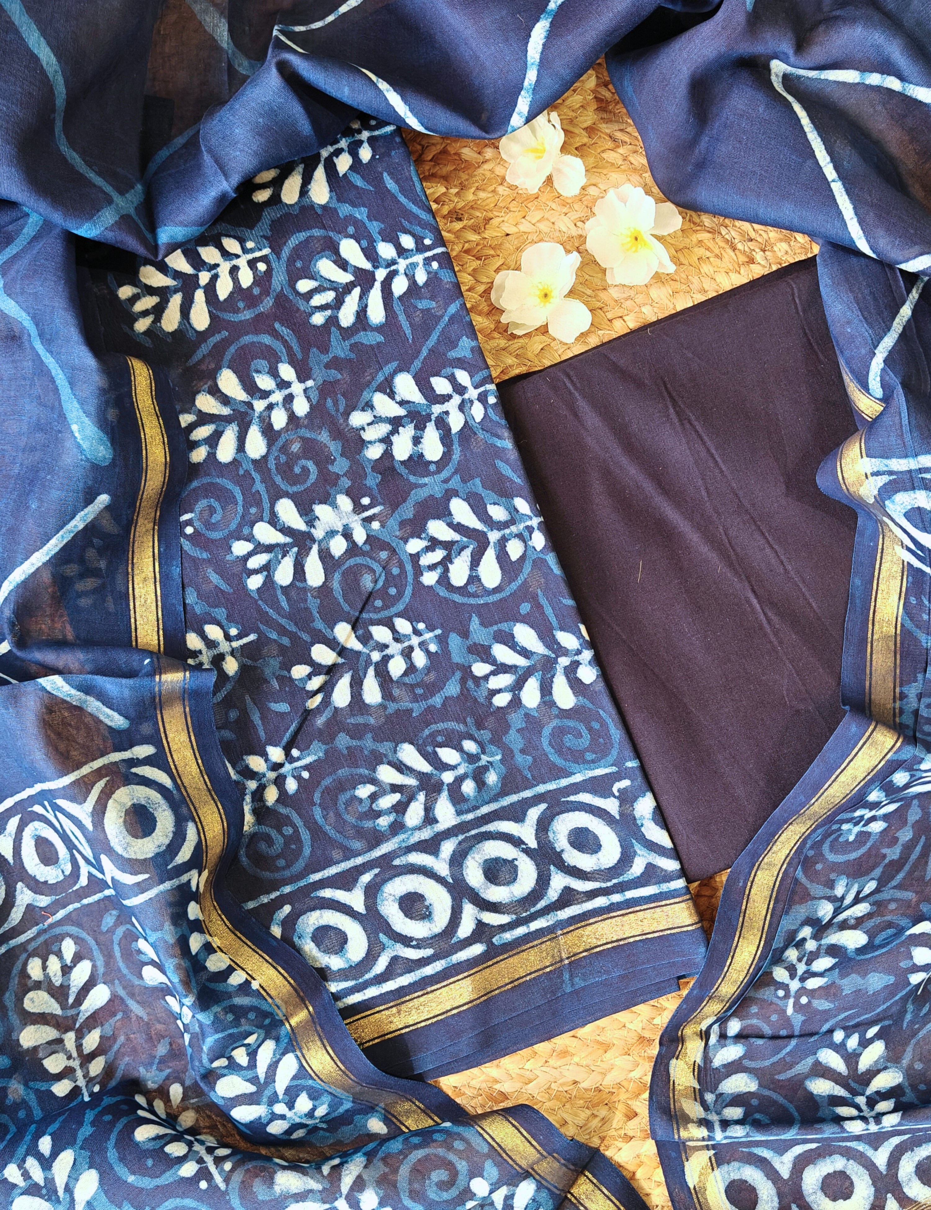 Maati Indigo Dabu Dress Material