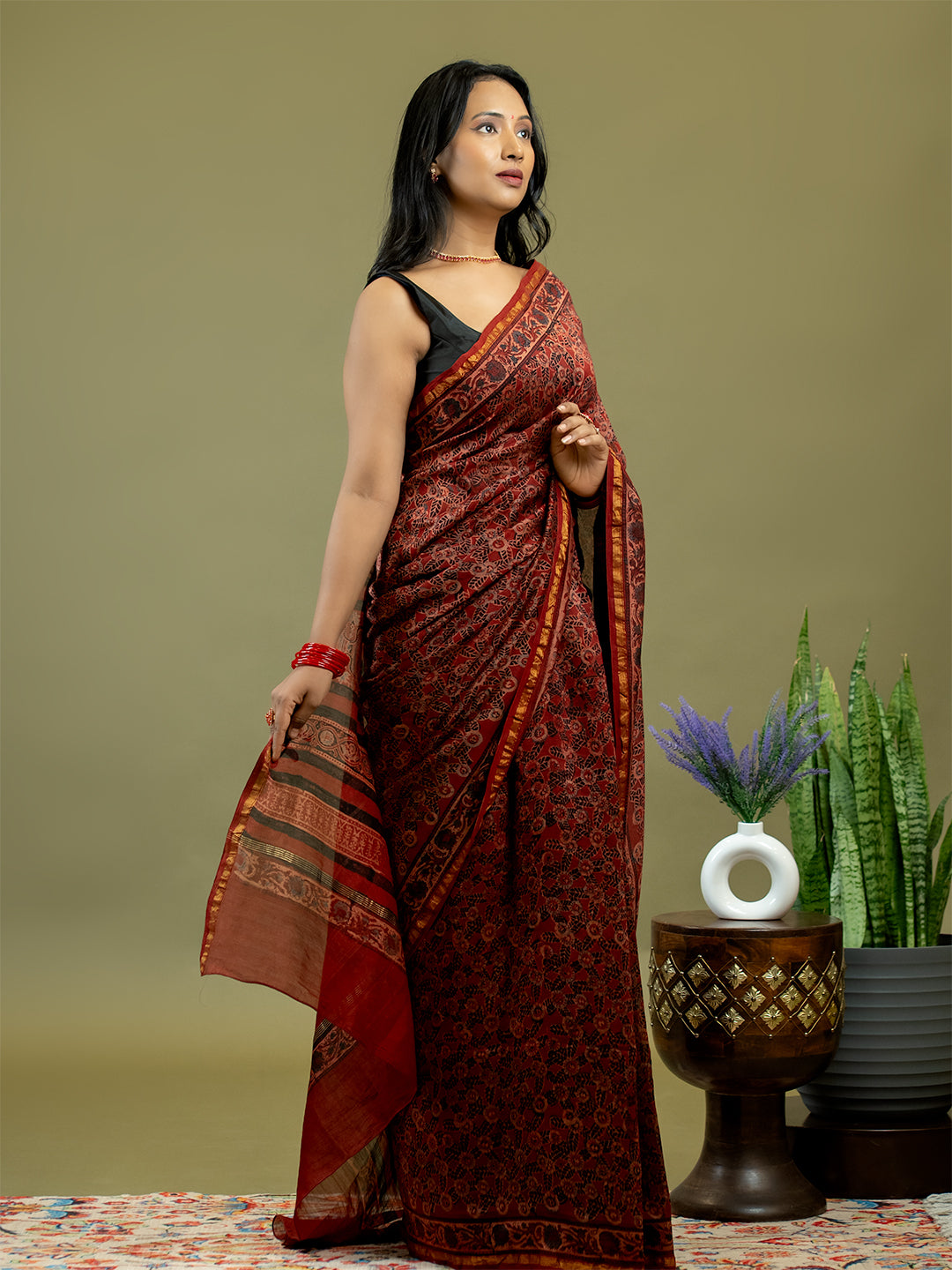 Raktika Red Ajrakh Saree