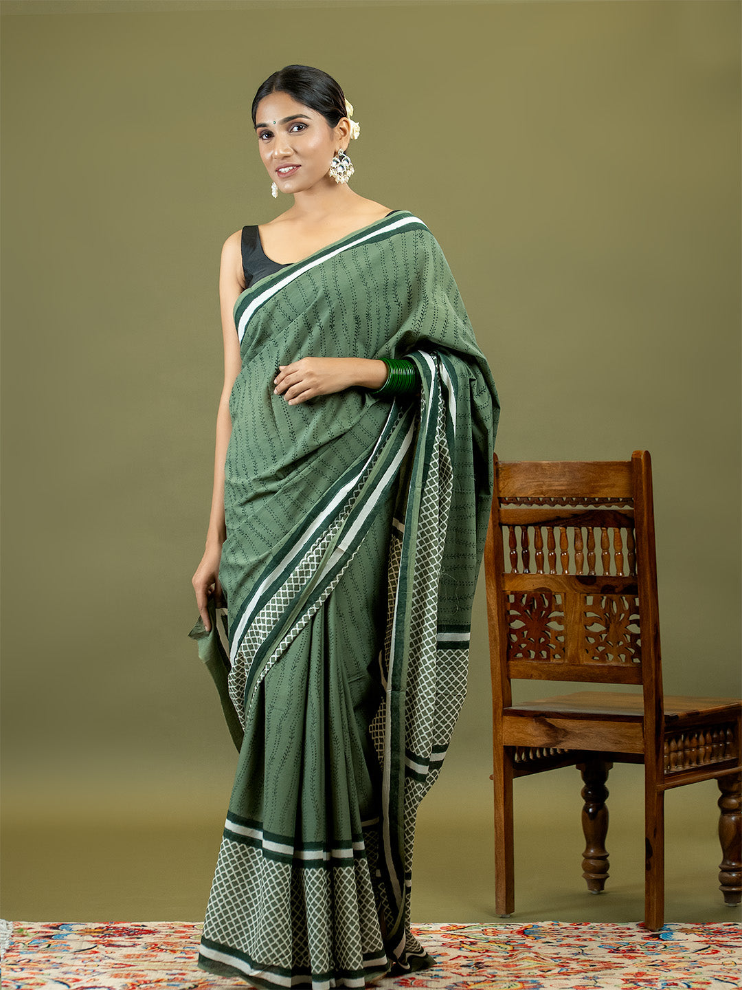 Nira Olive Dabu Saree