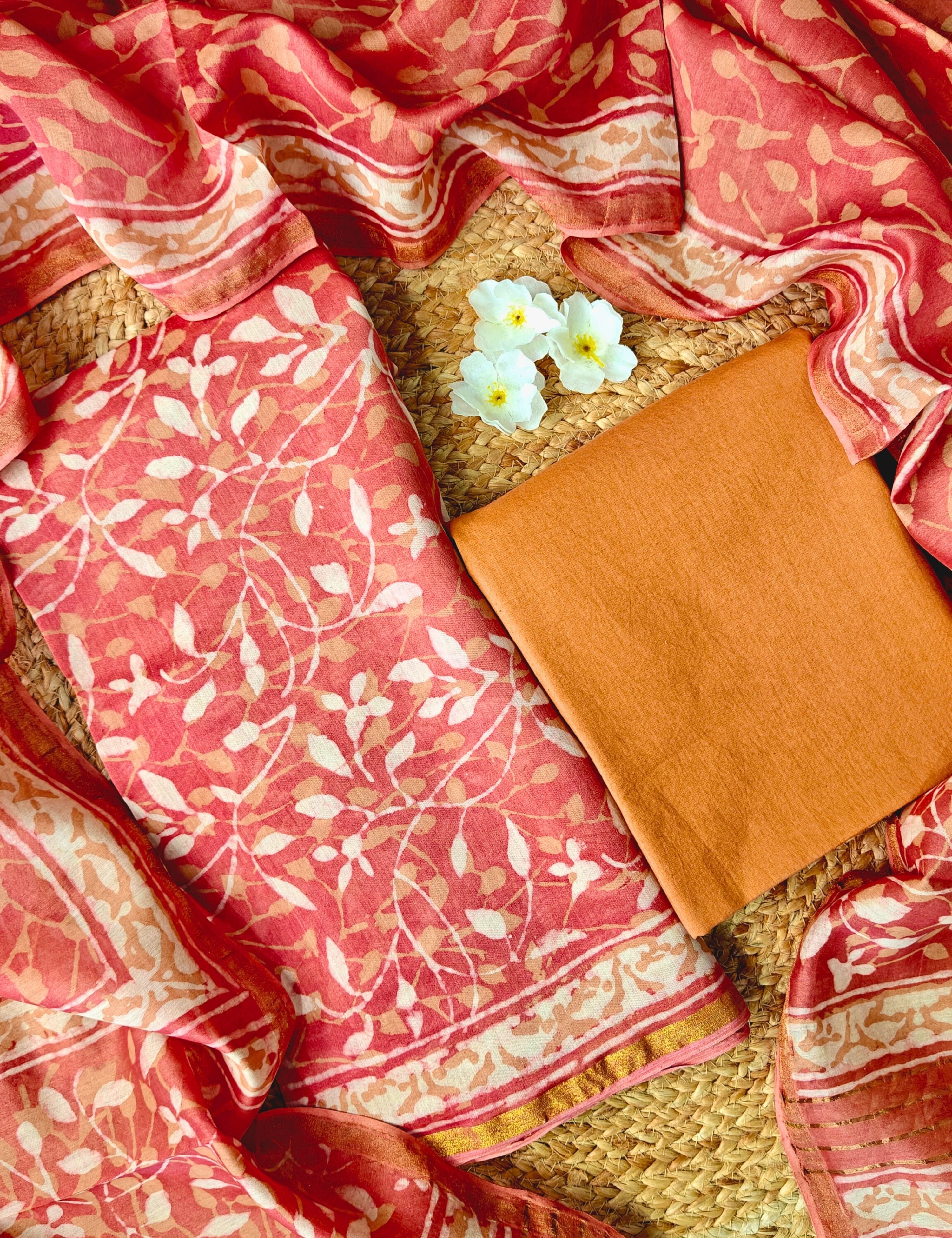 Chitra dusty-pink Bagru Dress Material