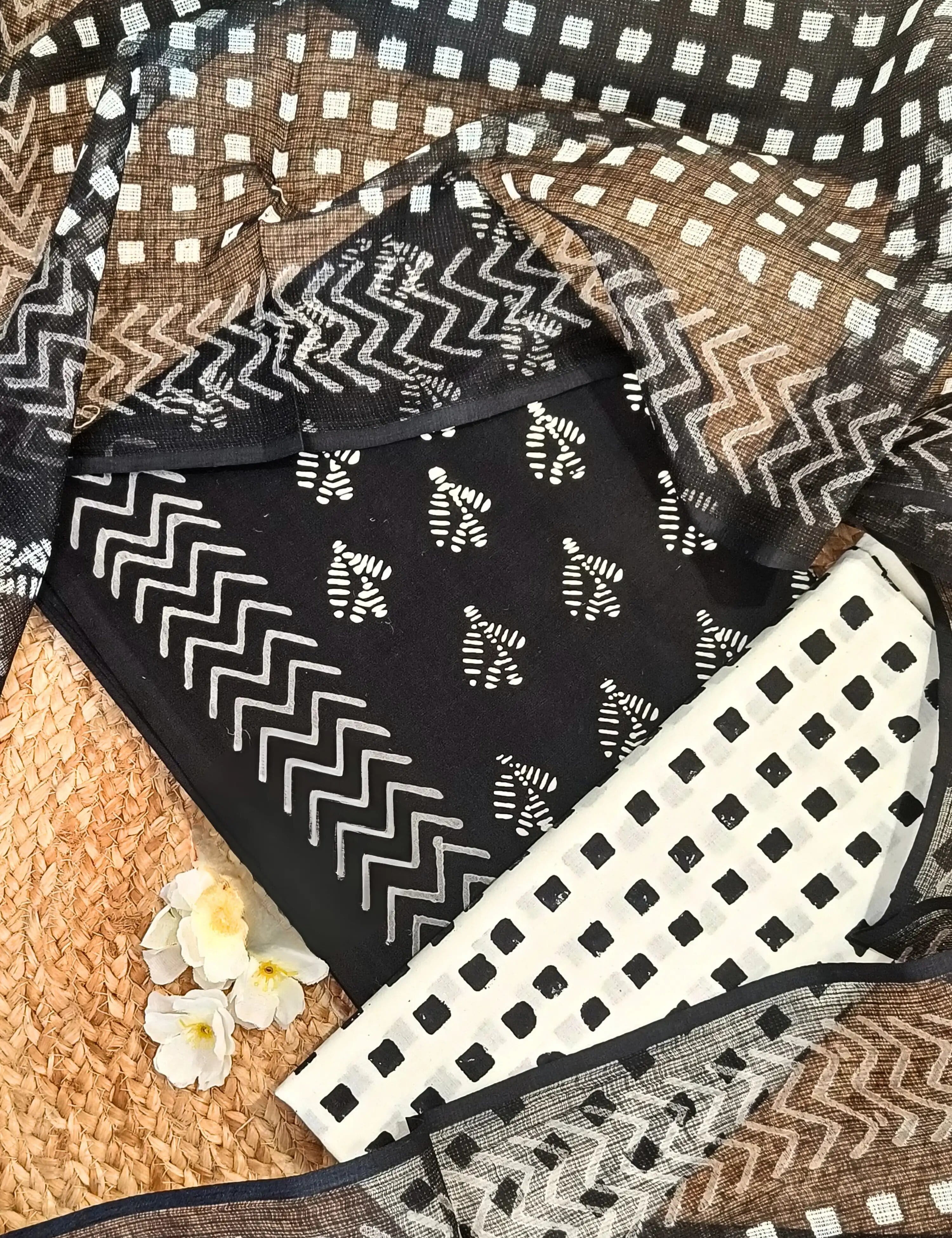 Shulba Black Bagru Dress Material