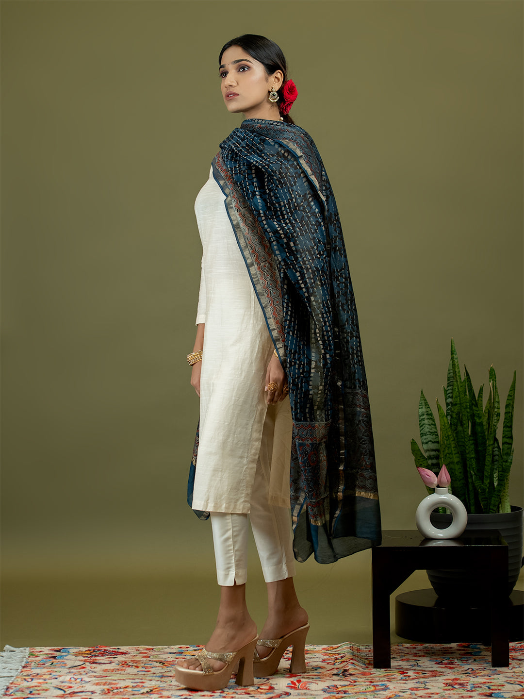Neerja Indigo Ajrakh Dupatta
