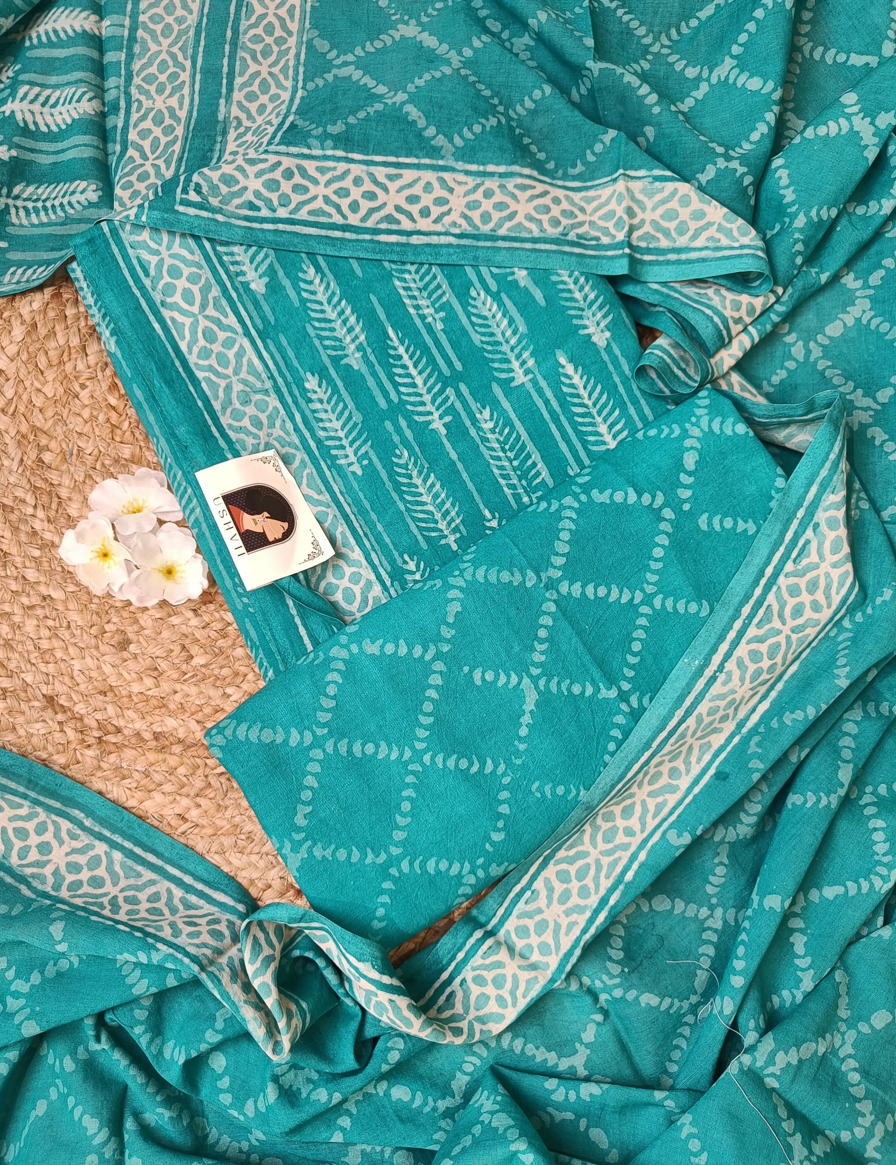 Panak Green Bagru Dress Material