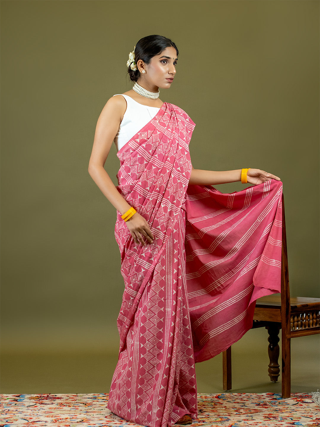 Matsya Pink Dabu Saree