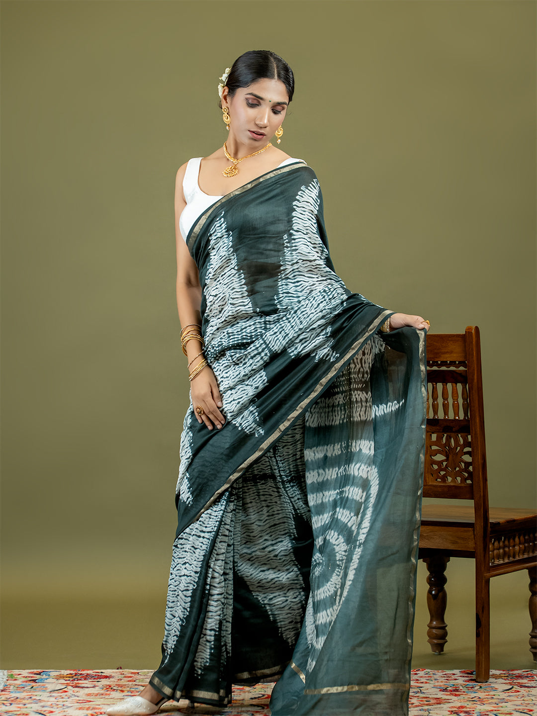 Tarang Black Shibori Saree