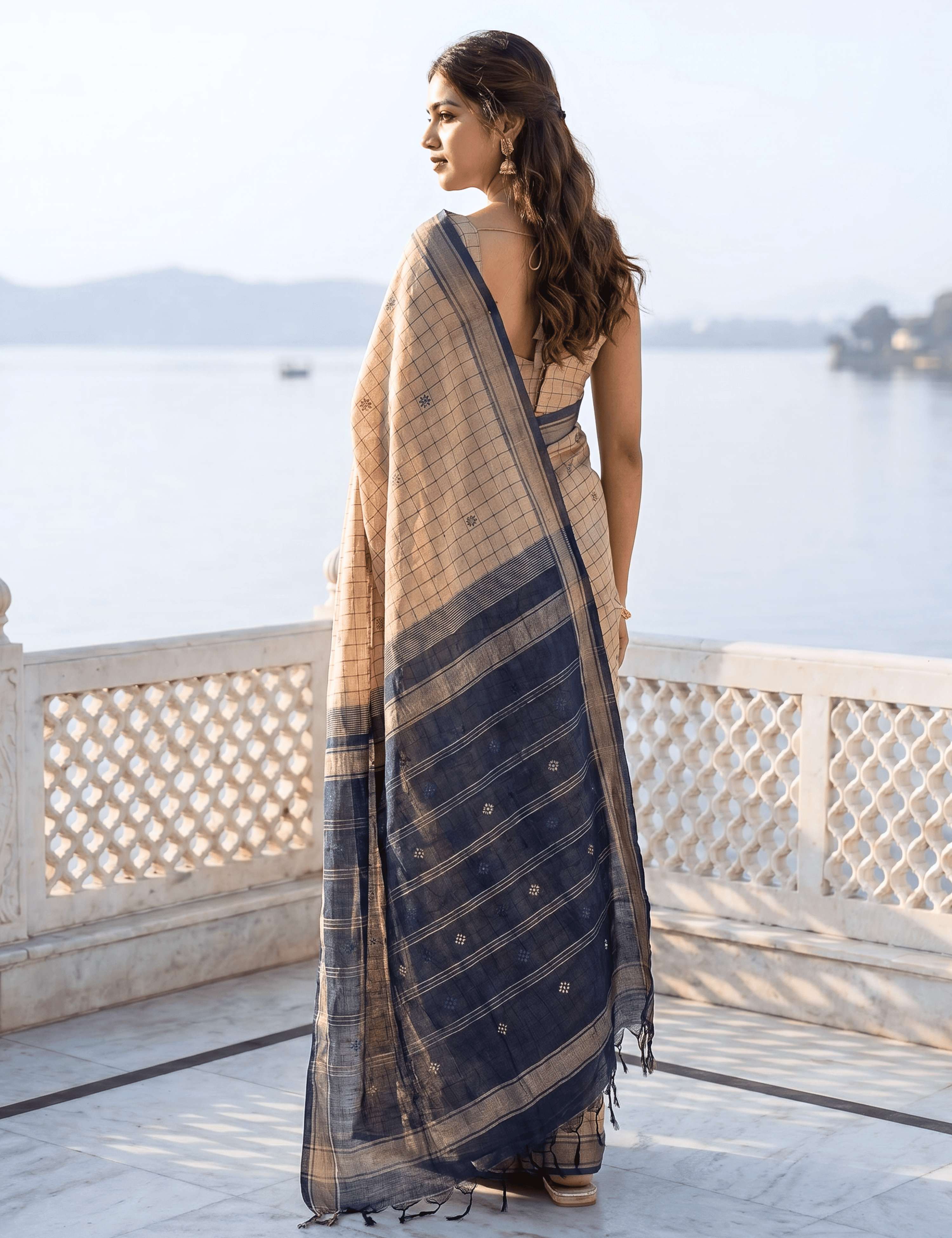 Dhara Beige Negamam Cotton Saree