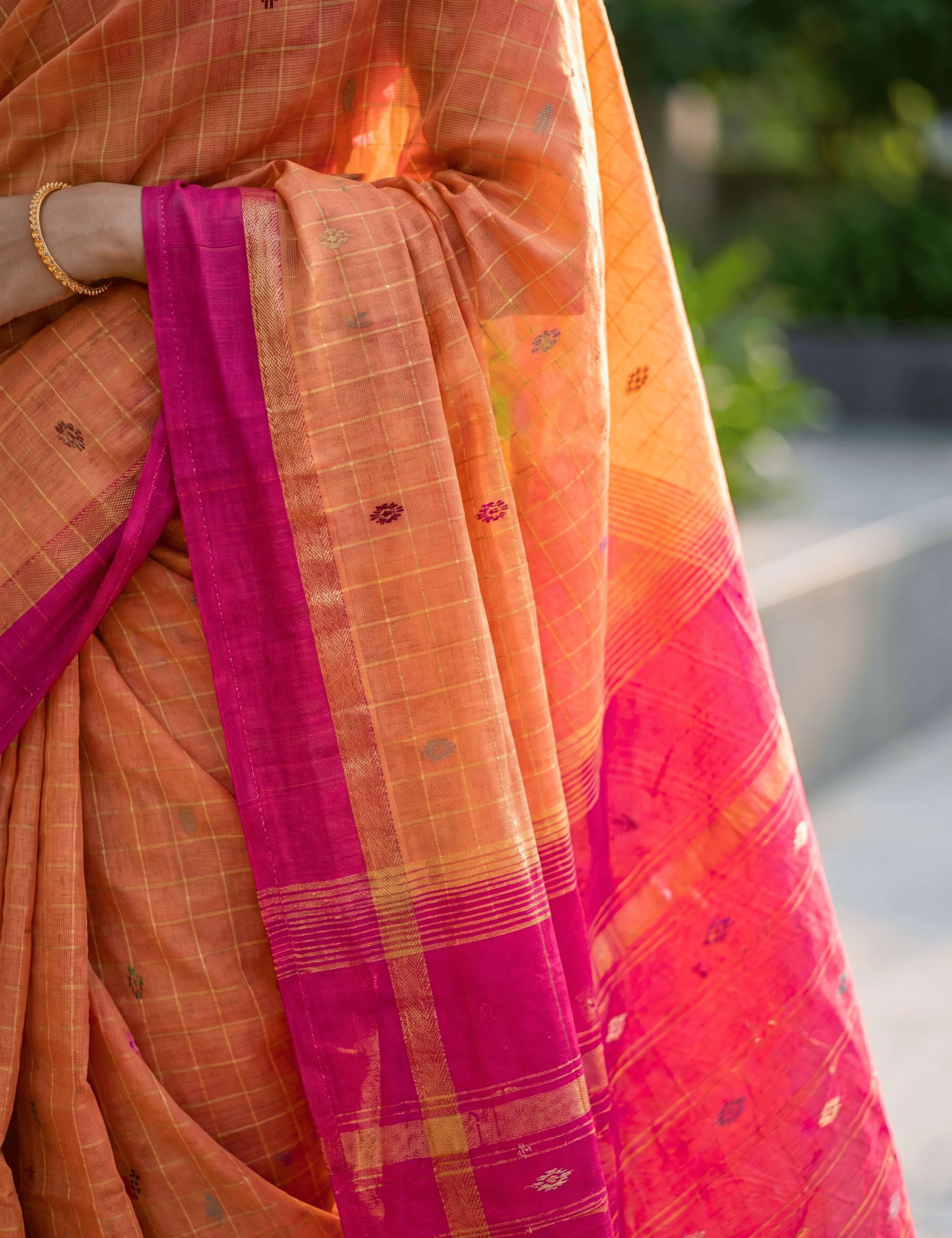 Dhara Orange Negamam Cotton Saree