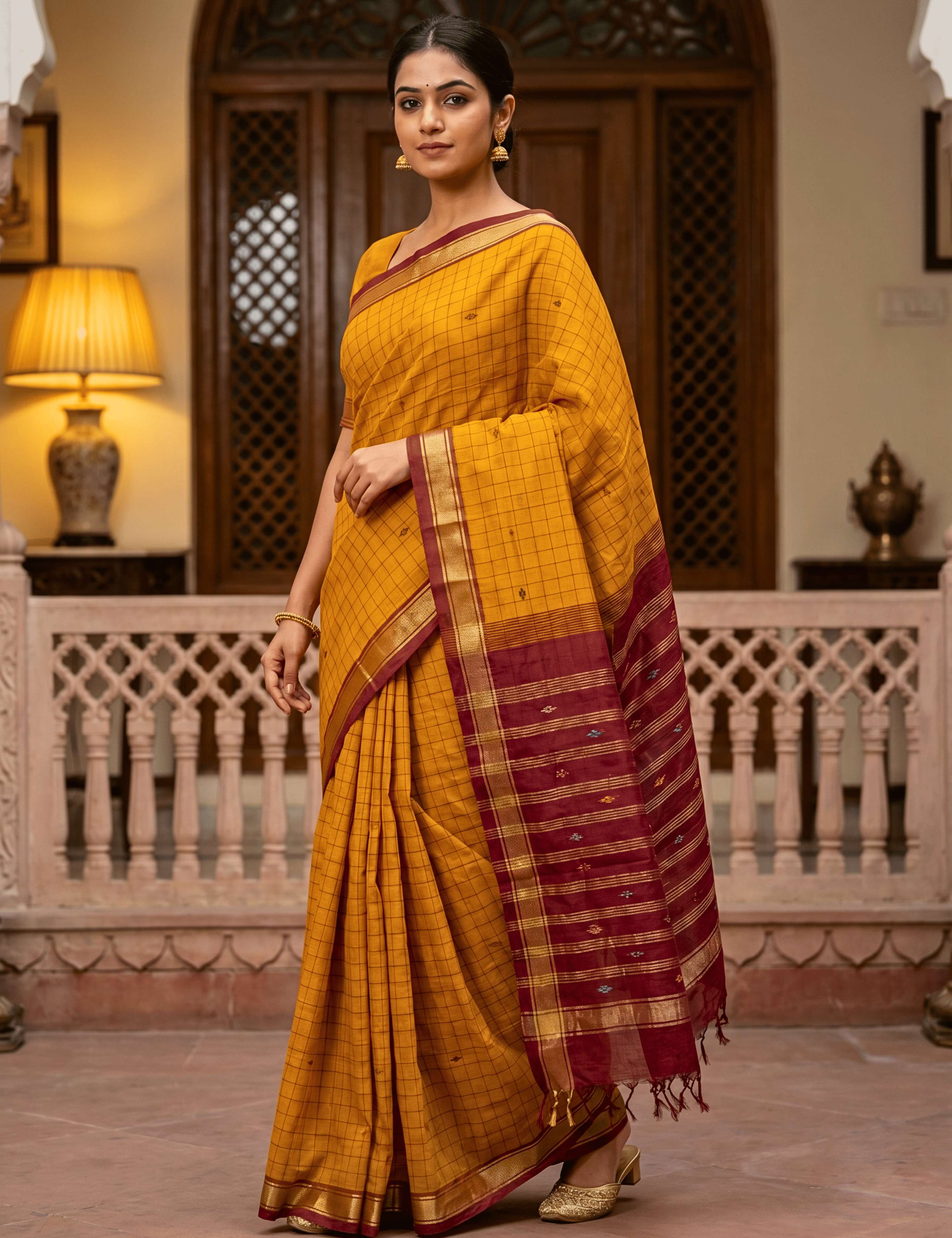 Dhara Mustard Negamam Cotton Saree