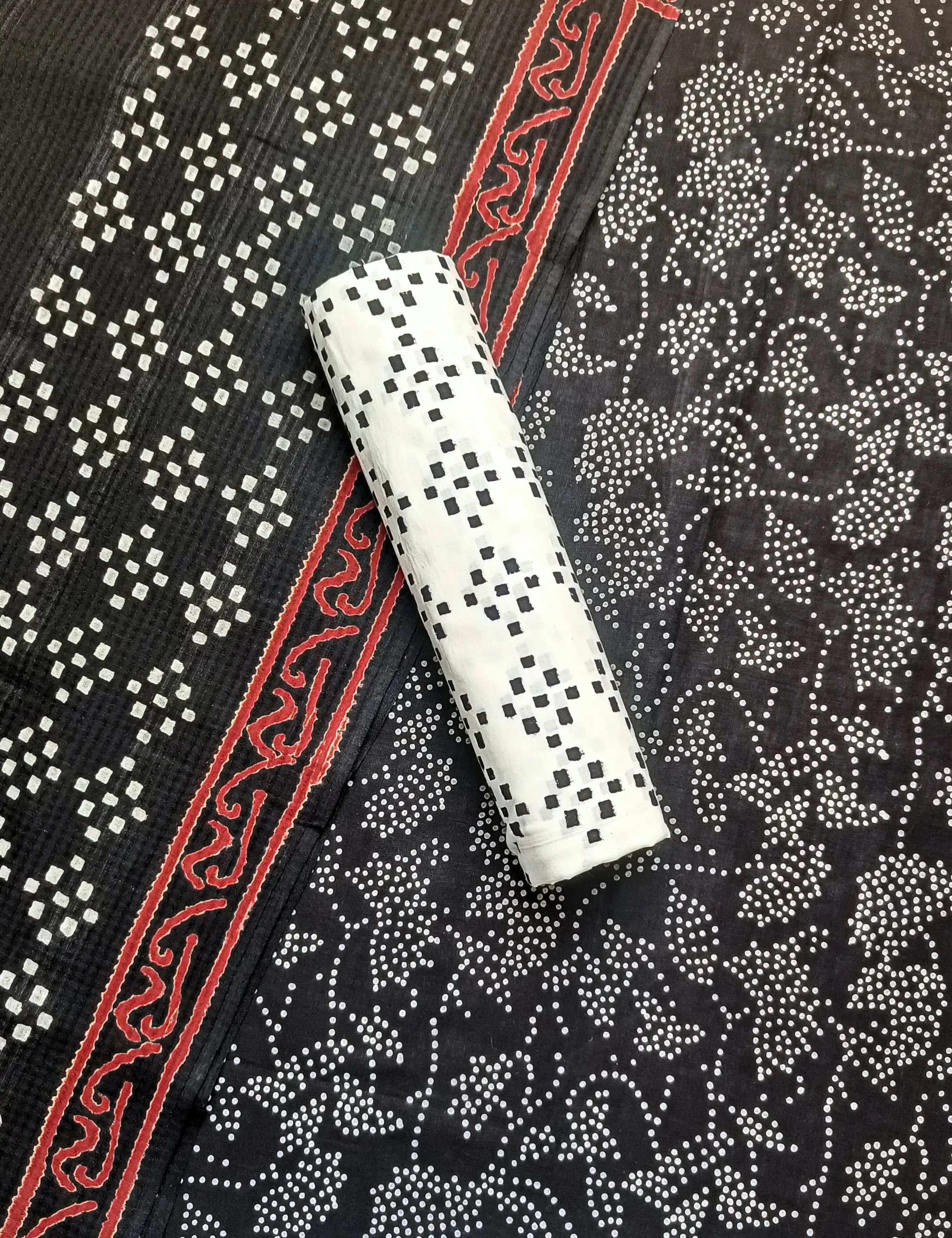 Panak Black Bagru Dress Material