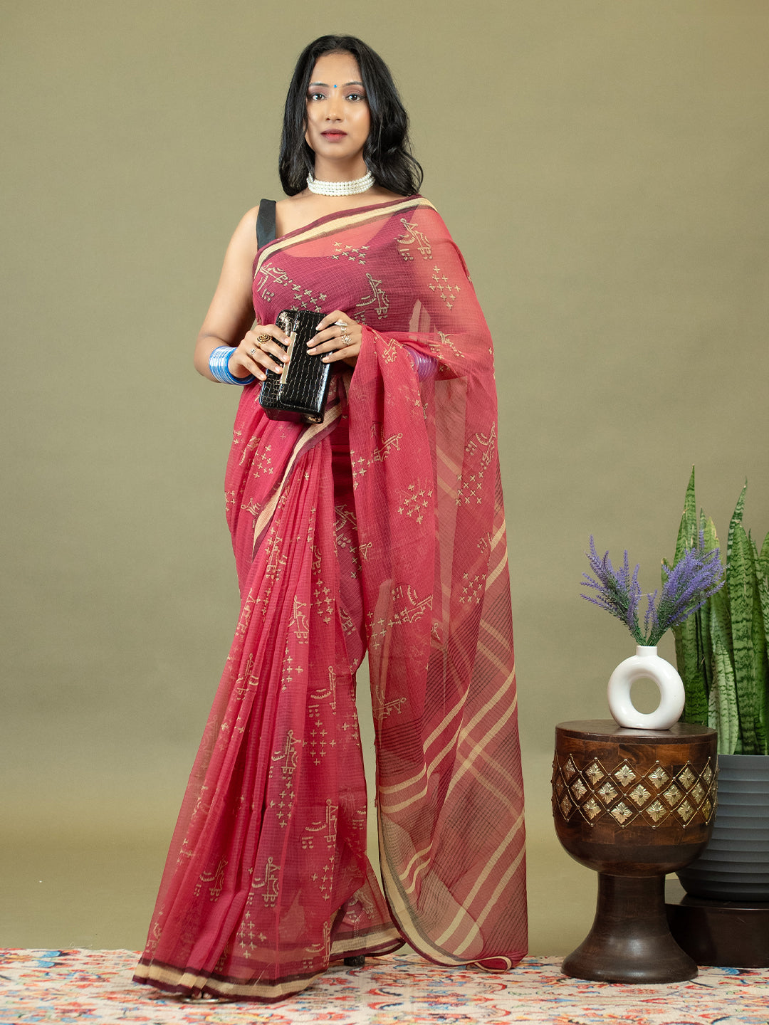 Raag Fuchsia Dabu Saree