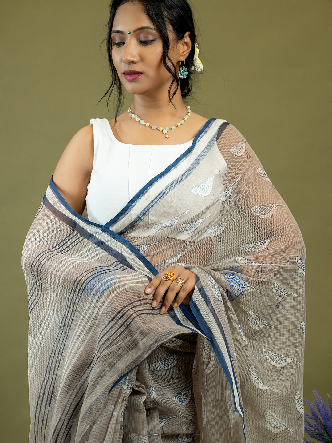 Gauraiya Brown Dabu Saree