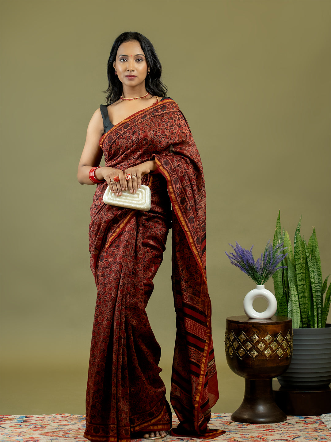 Raktika Red Ajrakh Saree