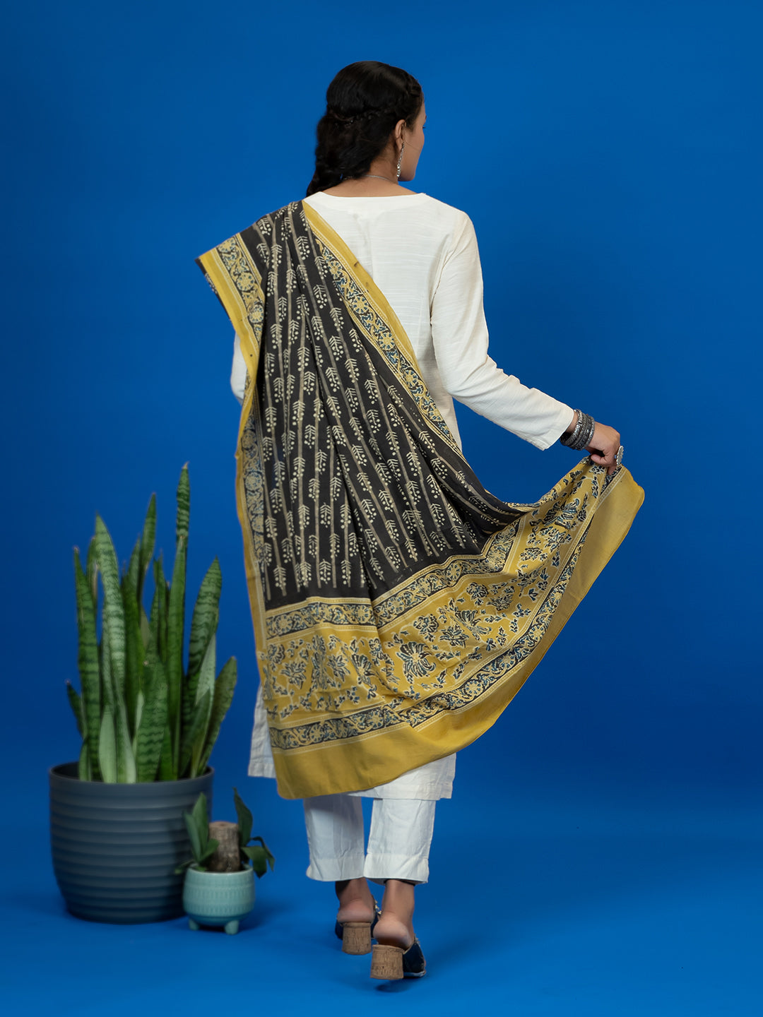 Kapas Brown Ajrakh Dupatta