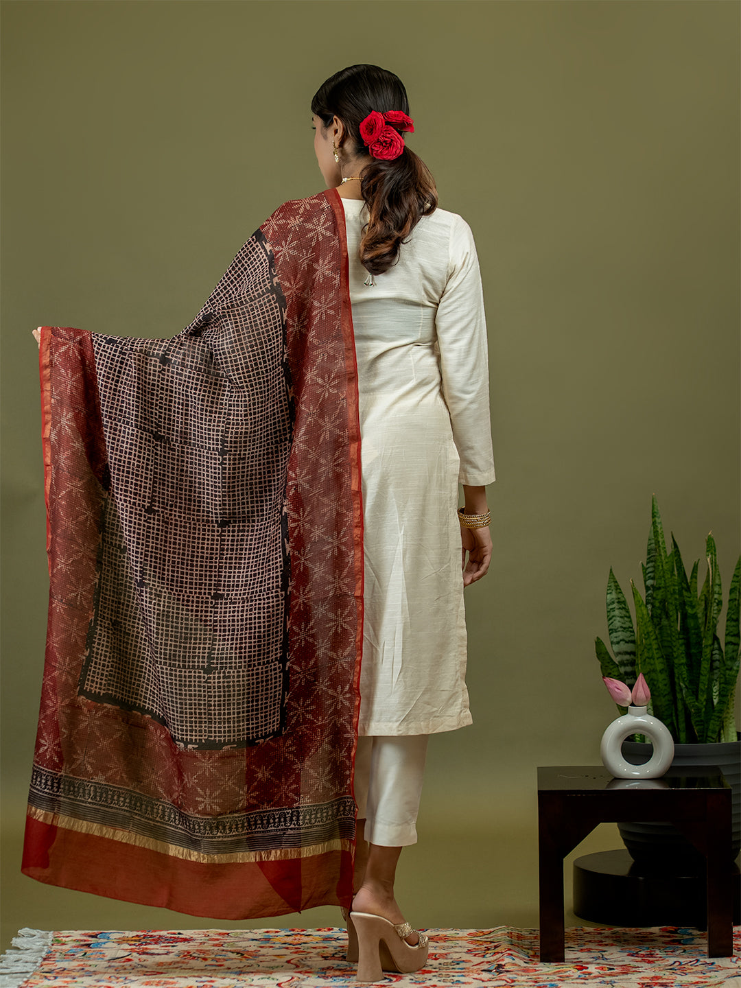 Chhavi Black Ajrakh Dupatta