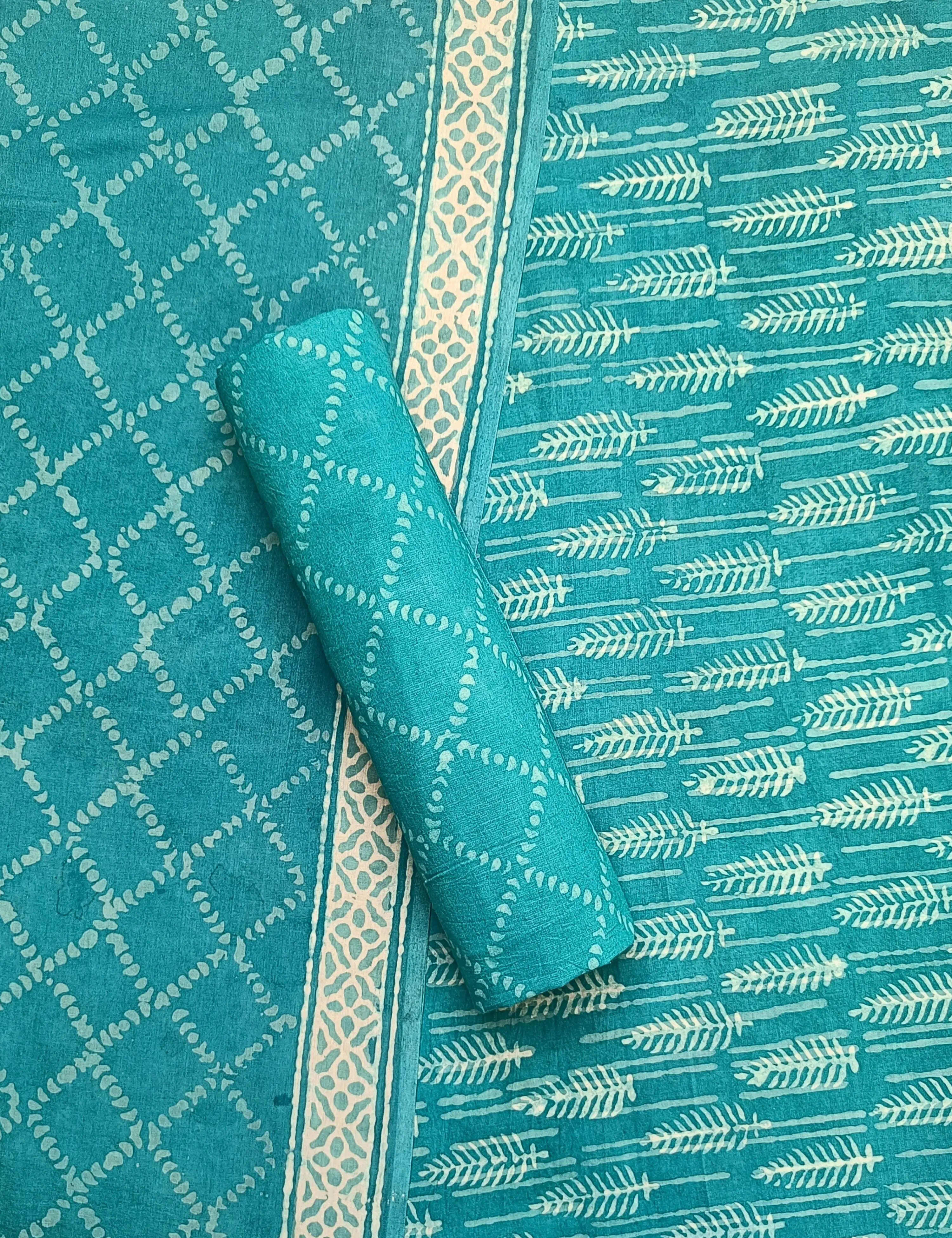 Panak Green Bagru Dress Material