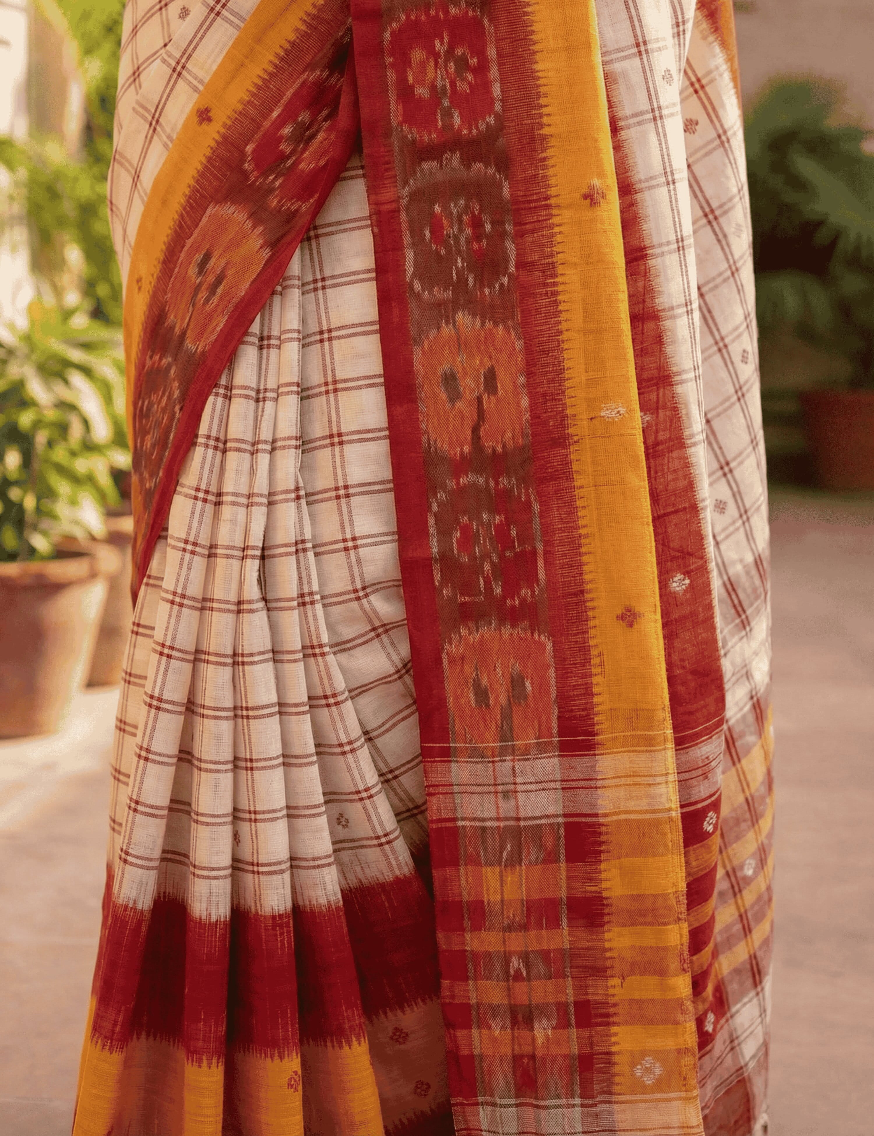 Durga White Dhaniakhali Saree